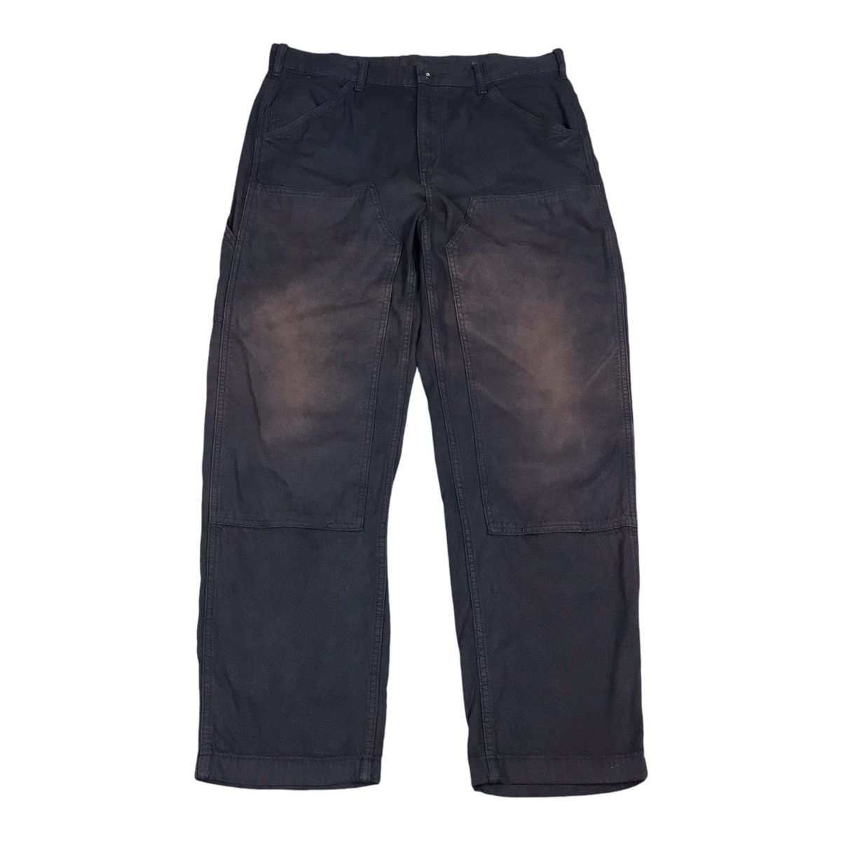 Japanese Brand JAPANESE UNIQLO DOUBLE KNEE SUN FADED NAVY BAGGY PANTS Size US 34 / EU 50 - 1 Thumbnail