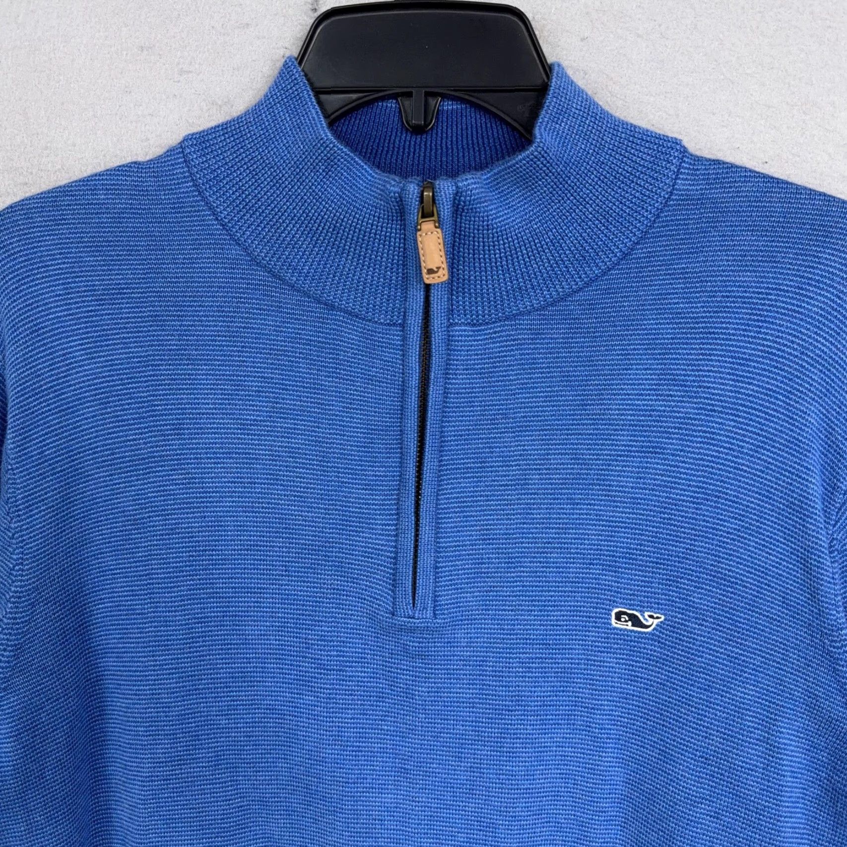 Vineyard Vines Vineyard Vines Sweater Mens Medium Blue Cotton 1/4 Zip Mock Neck Knit Pullover Size US M / EU 48-50 / 2 - 2 Thumbnail