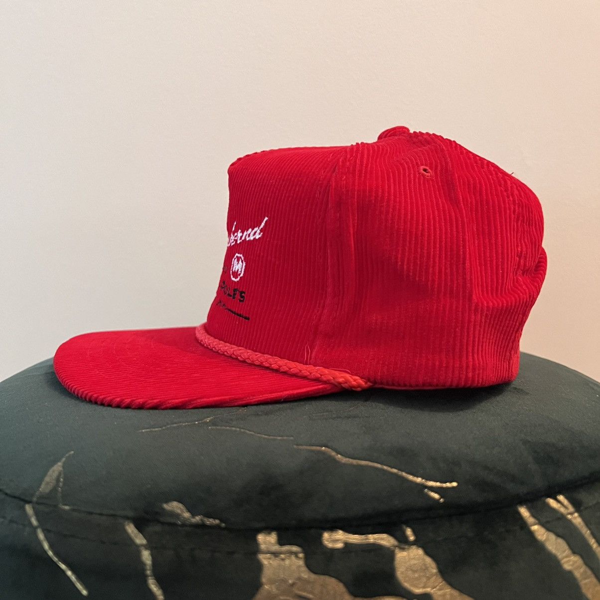 Yupong Vintage Red Corduroy Rope Snapback Hat Winsted Minnesota Size ONE SIZE - 3 Thumbnail
