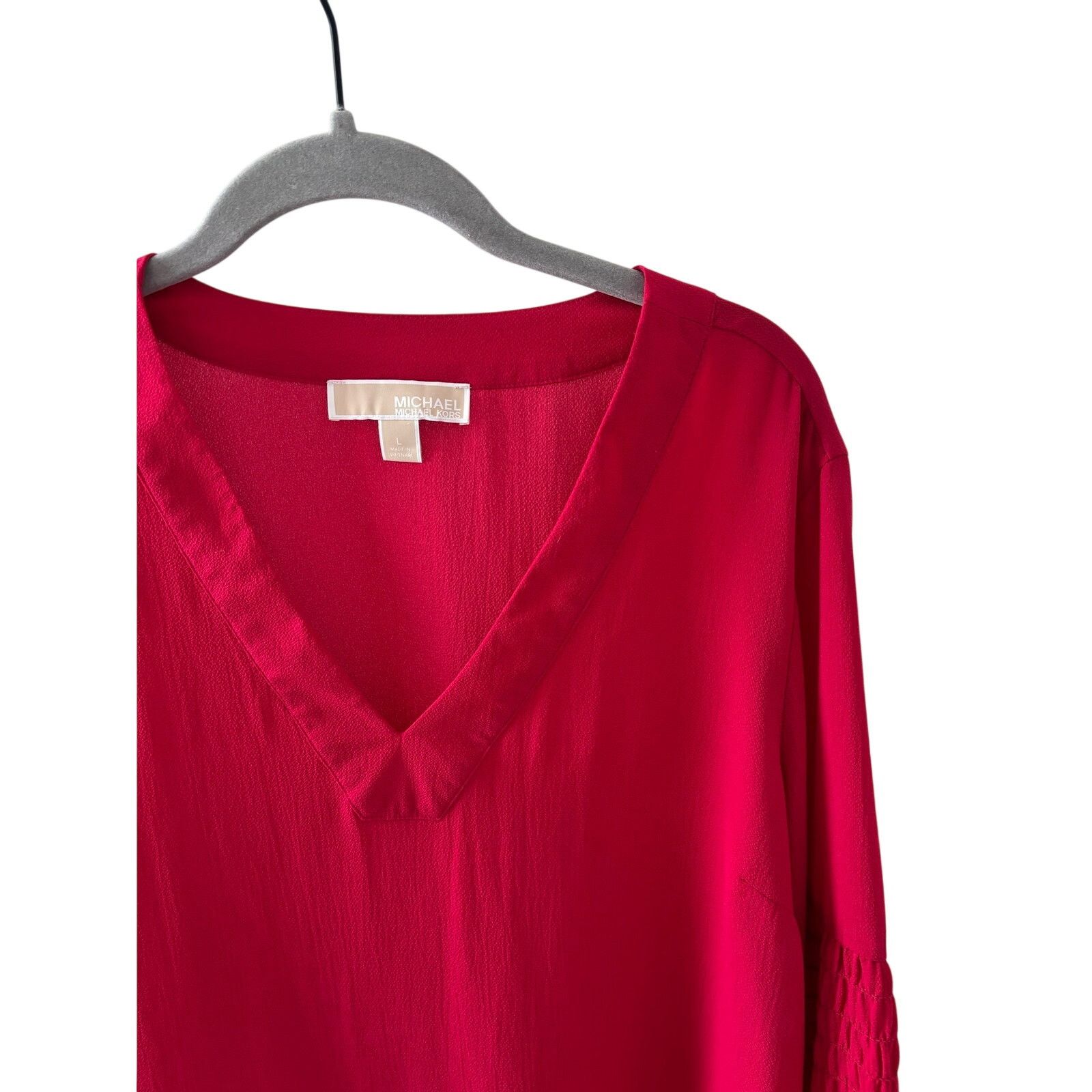 Michael Kors Michael Kors Red V-Neck Blouse Womens Large Long Sleeve Size L / US 10 / IT 46 - 5 Thumbnail