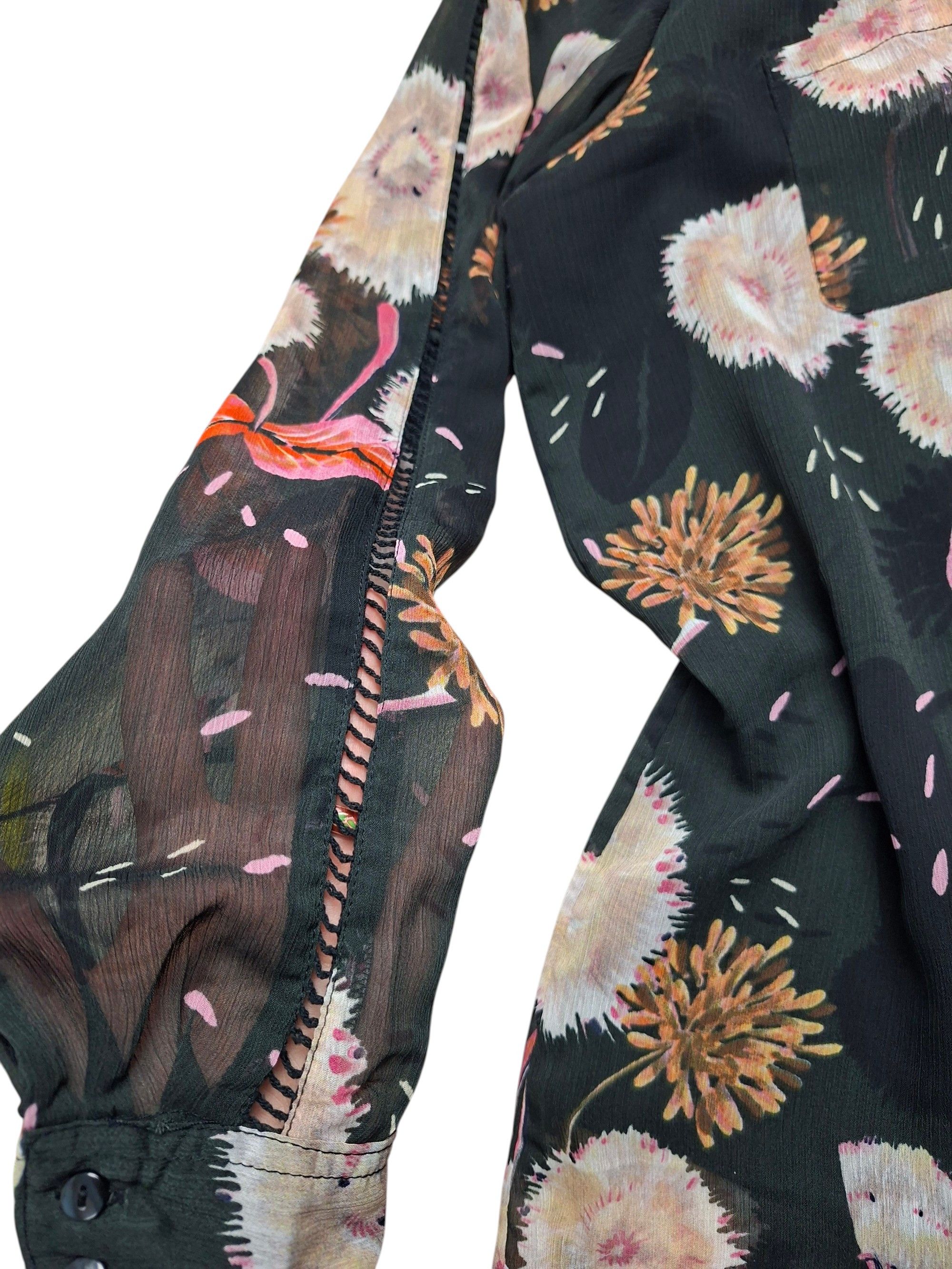 Desigual DESIGUAL Black Floral Blouse XL Long Sleeve Size XL / US 12-14 / IT 48-50 - 8 Thumbnail