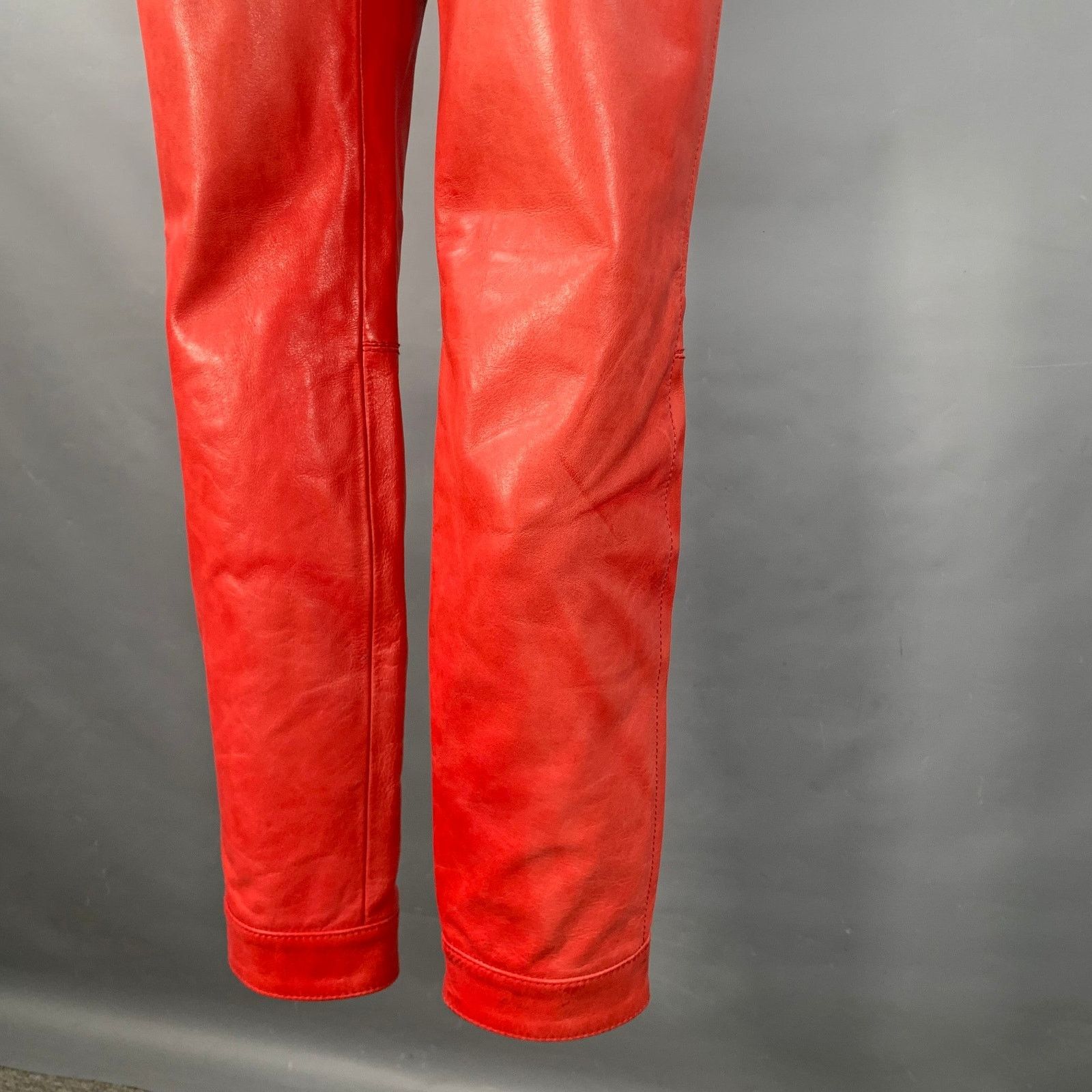 Dsquared2 DSQUARED2 Red Lambskin Leather Low Rise Biker Casual Pants Size 25" / US 0 / IT 36 - 4 Thumbnail