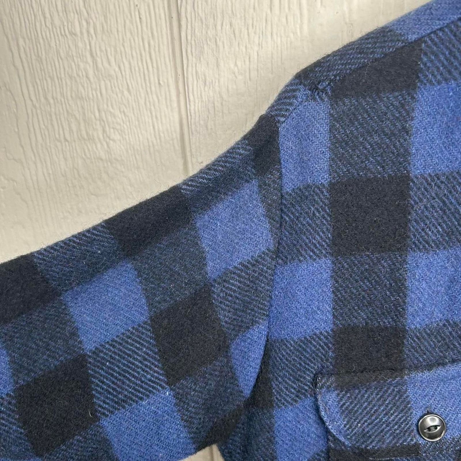 Other Vintage 80's Blue Black Plaid Wool Button-Up Flannel Medium Size US M / EU 48-50 / 2 - 5 Thumbnail