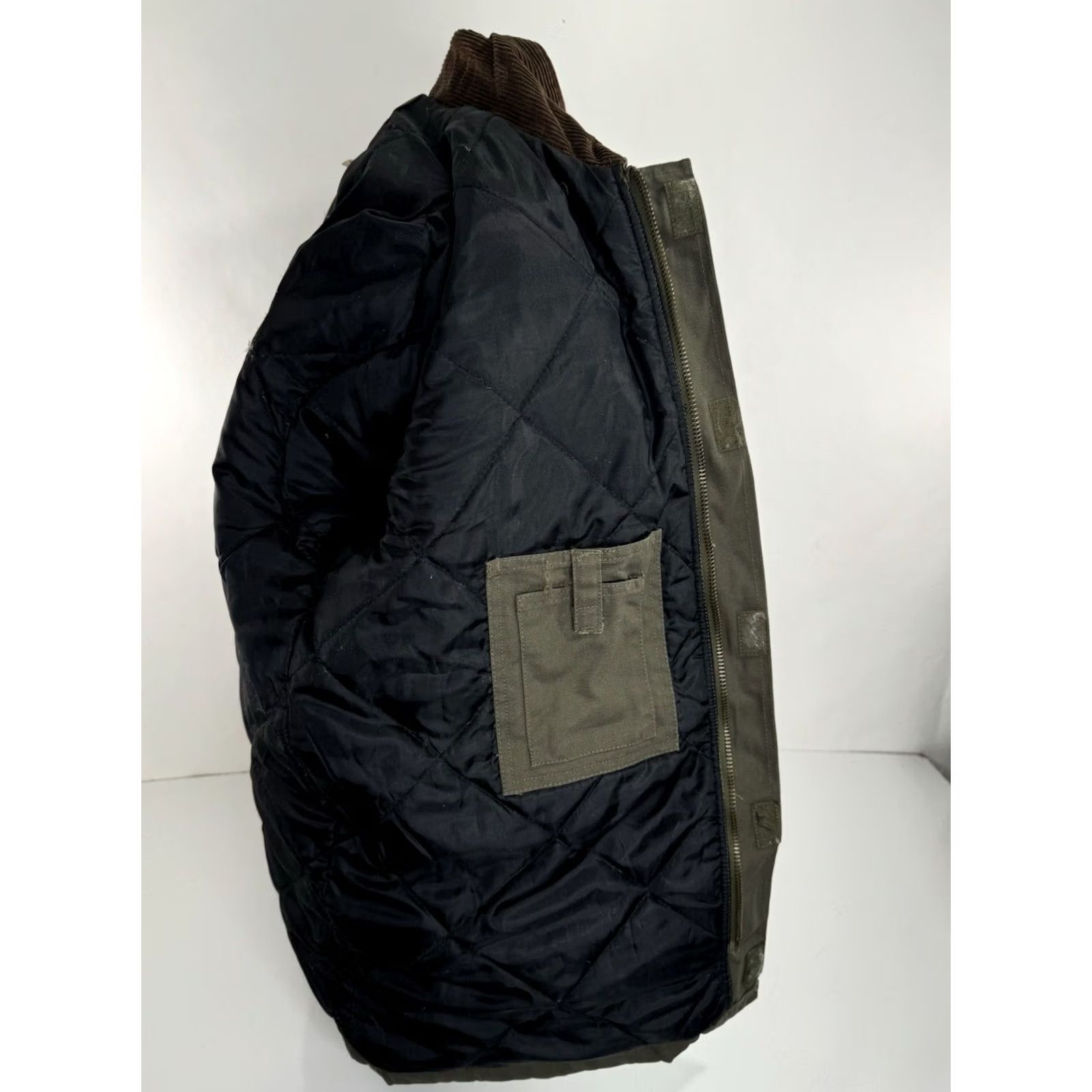 Vintage BERNE Canvas Heavy Duty Quilt Lined L Tall Field Ranch Chore Jacket Men LT Green Work Lined Black? Size US L / EU 52-54 / 3 - 7 Thumbnail
