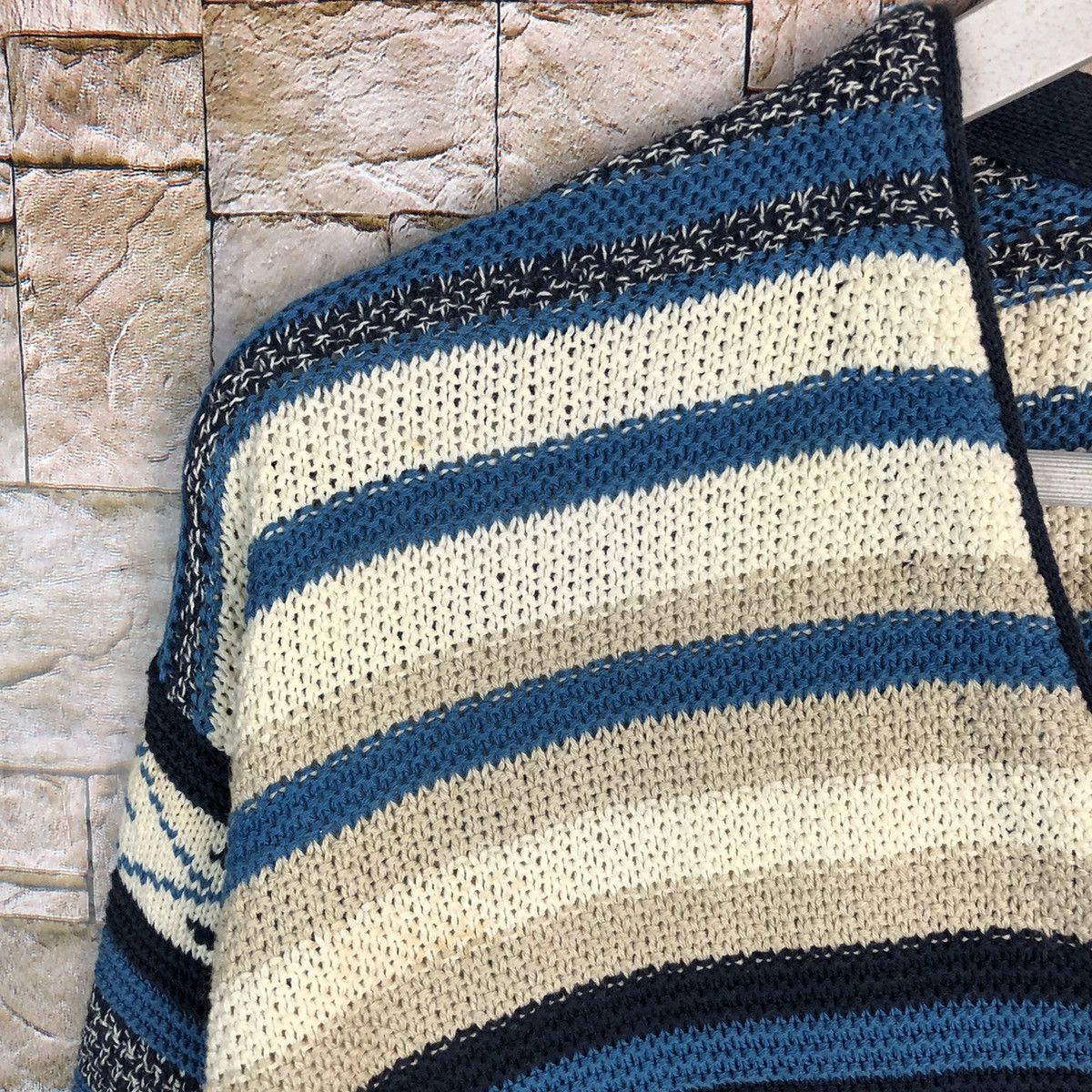 Homespun Knitwear × Japanese Brand Belle Maison senshukai japan Blue Cardigan knitwear #A227 Size US L / EU 52-54 / 3 - 9 Thumbnail