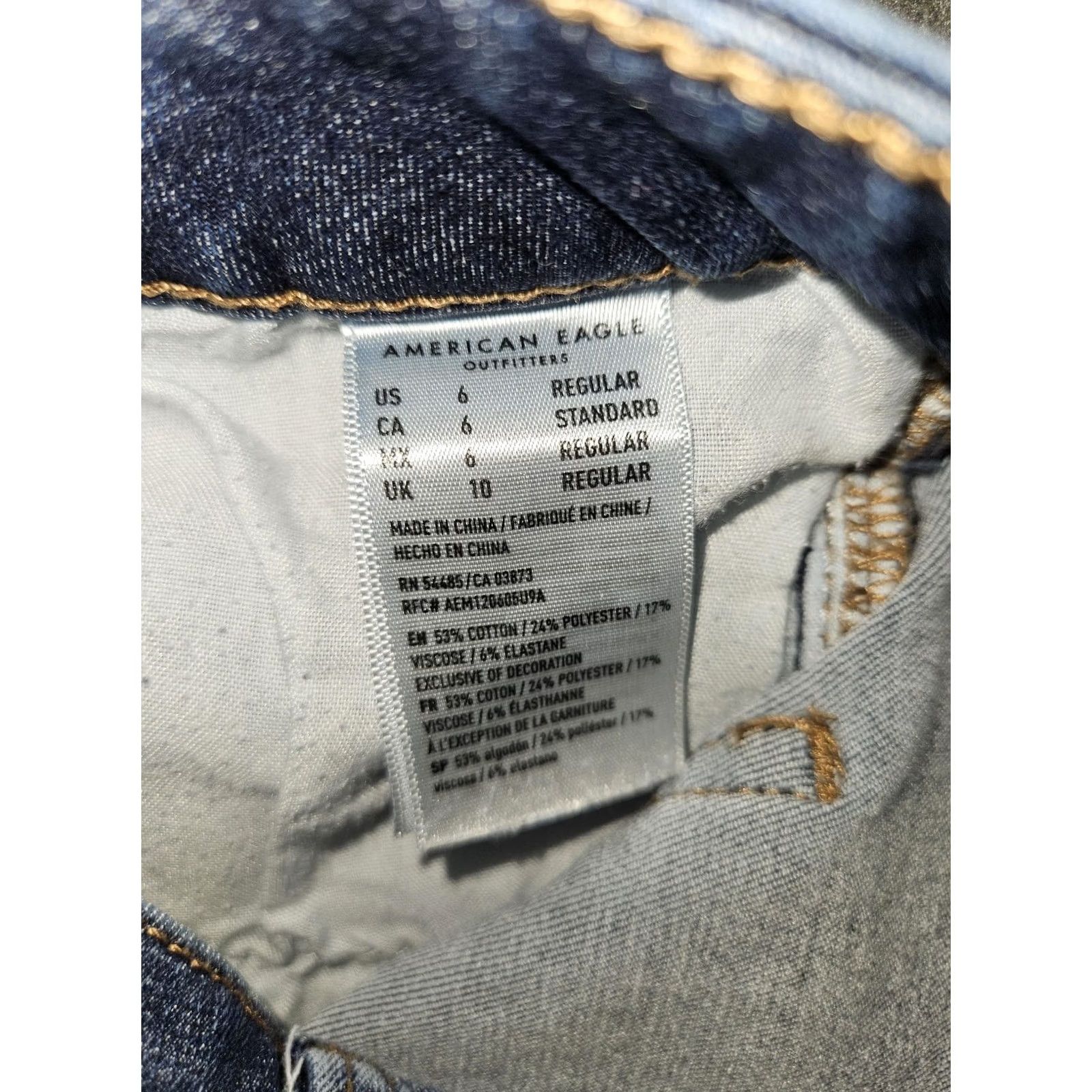 Vintage American Eagle Women Jeans 6 Distressed Hi-Rise Jegging Stretch Denim Pants Size 28" / US 6 / IT 42 - 4 Thumbnail