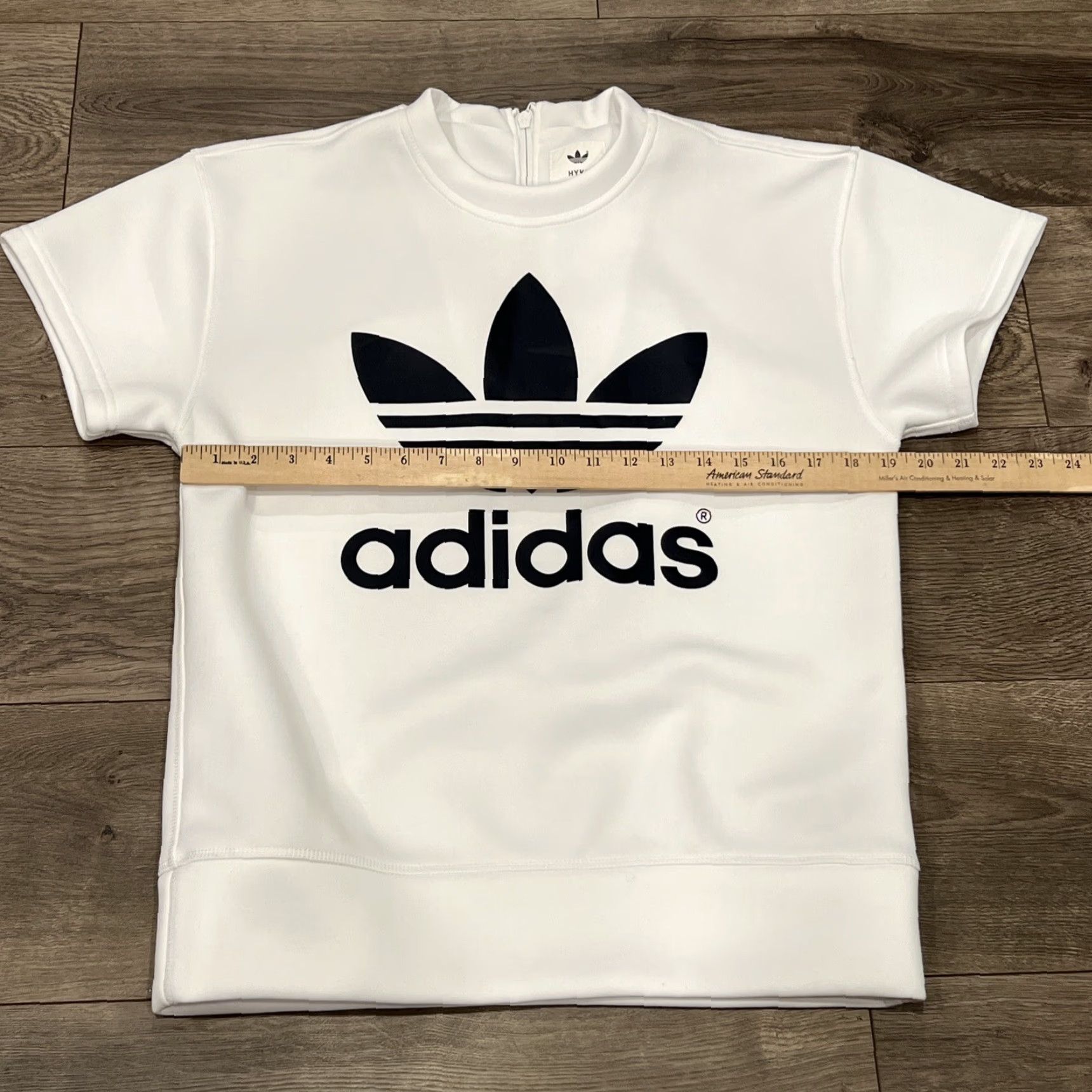Adidas Adidas HYKE SSL Sweat Top Women's XS White Short Sleeve T-Shirt Zip Crew Neck Graphic Print Regular Fit Size XS / US 0-2 / IT 36-38 - 3 Thumbnail