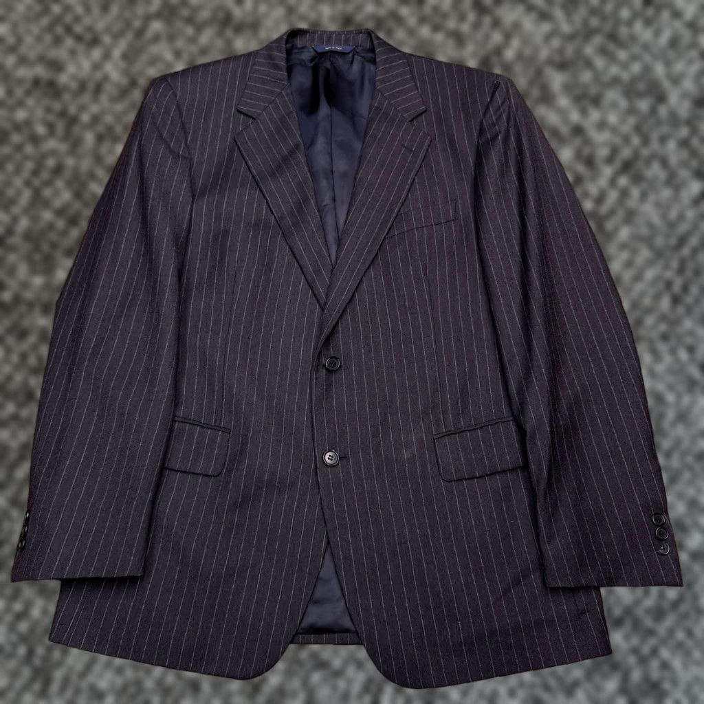Brooks Brothers Brooks Brothers Blazer 42R Black Pinstripe Wool Cashmere Italy Jacket Single-Breasted 2-Button Notch Lapel Mens Dress Coat Size 42R - 1 Thumbnail