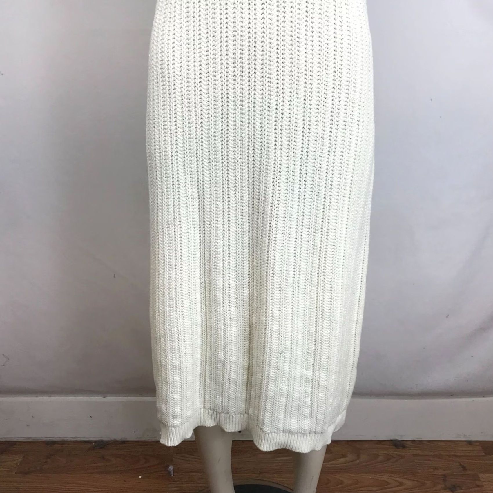 Banana Republic BANANA REPUBLIC WOMEN S CREAM RIBBED SLEEVELESS ROUND NECK SWEATER DRESS Size S / US 4 / IT 40 - 3 Thumbnail