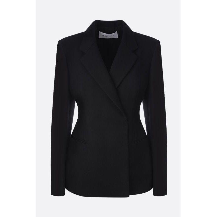 Other ALAÏA Black Wool Gabardine Double-Breasted Jacket New & Auth Size L / US 10 / IT 46 - 1 Thumbnail
