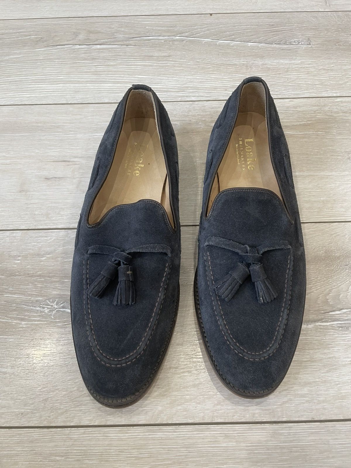 Loake Loake Lincoln Blue Suede Leather Tasselled Shoes Loafers Men Size US 10.5 / EU 43-44 - 2 Thumbnail