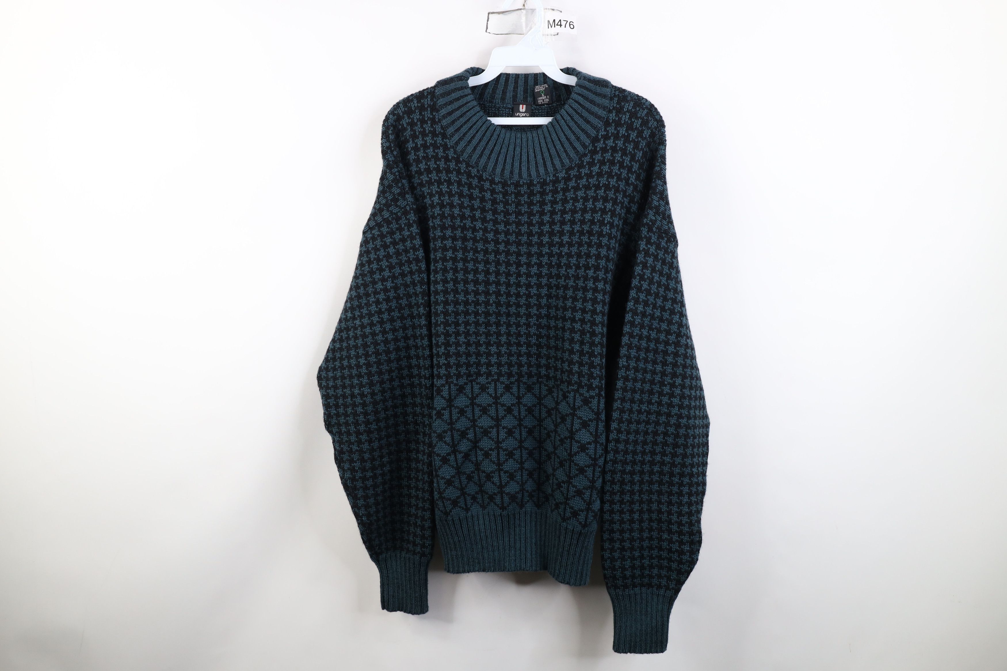 Vintage Vintage 90s Streetwear Wool Houndstooth Mock Neck Sweater Size US S / EU 44-46 / 1 - 1 Thumbnail