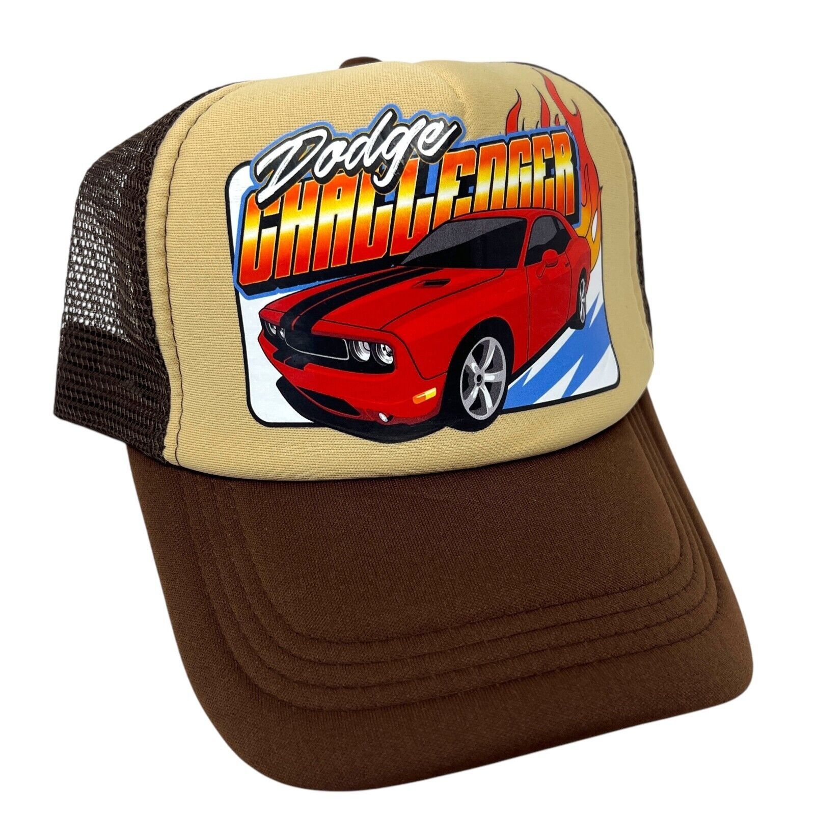 Reason Dodge Challenger Mesh Snapback Trucker Hat Cap Brown Size ONE SIZE - 2 Thumbnail