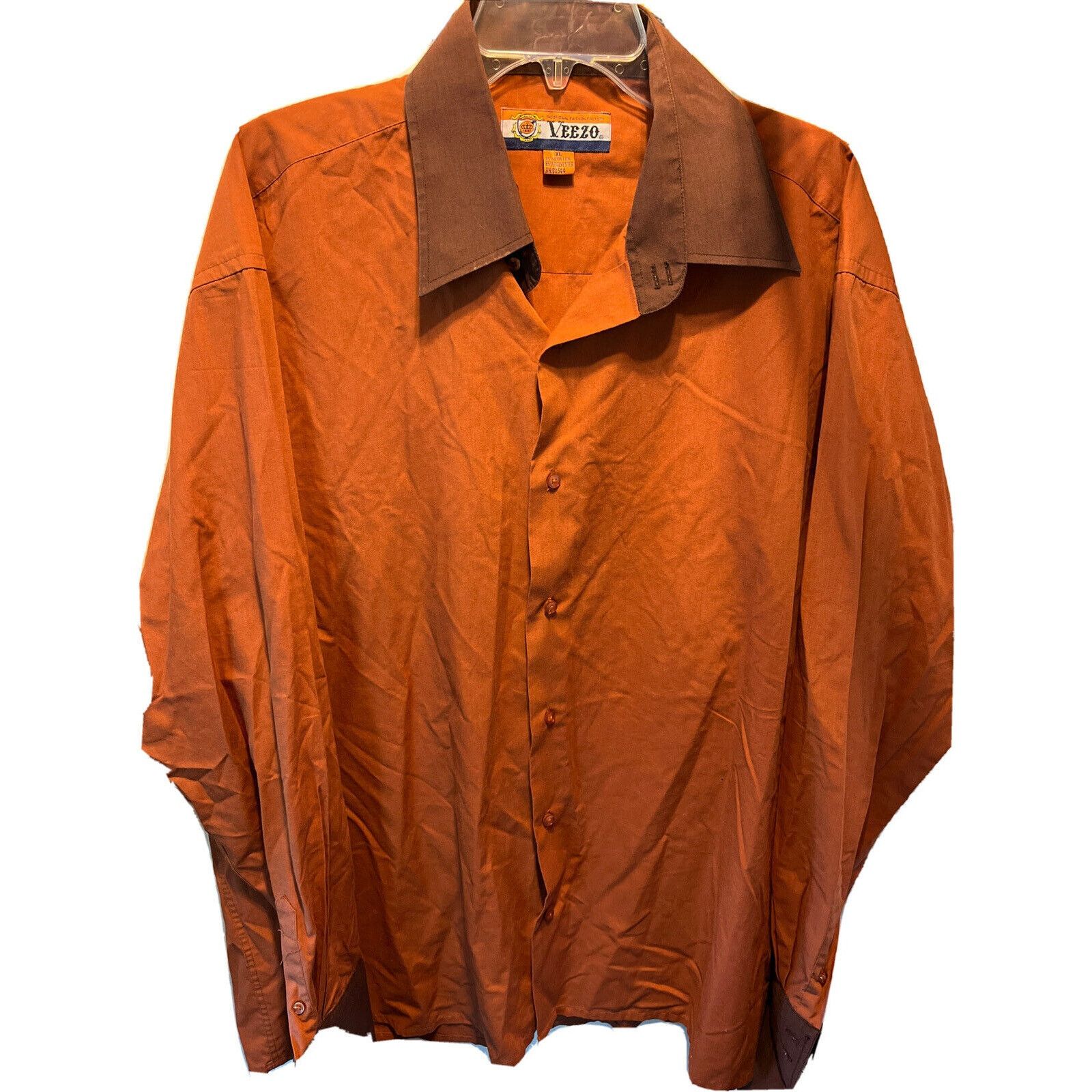 Other Veezo Men’s XL Orange Brown LS Button Polyester Blend Shirt Size US XL / EU 56 / 4 - 1 Thumbnail