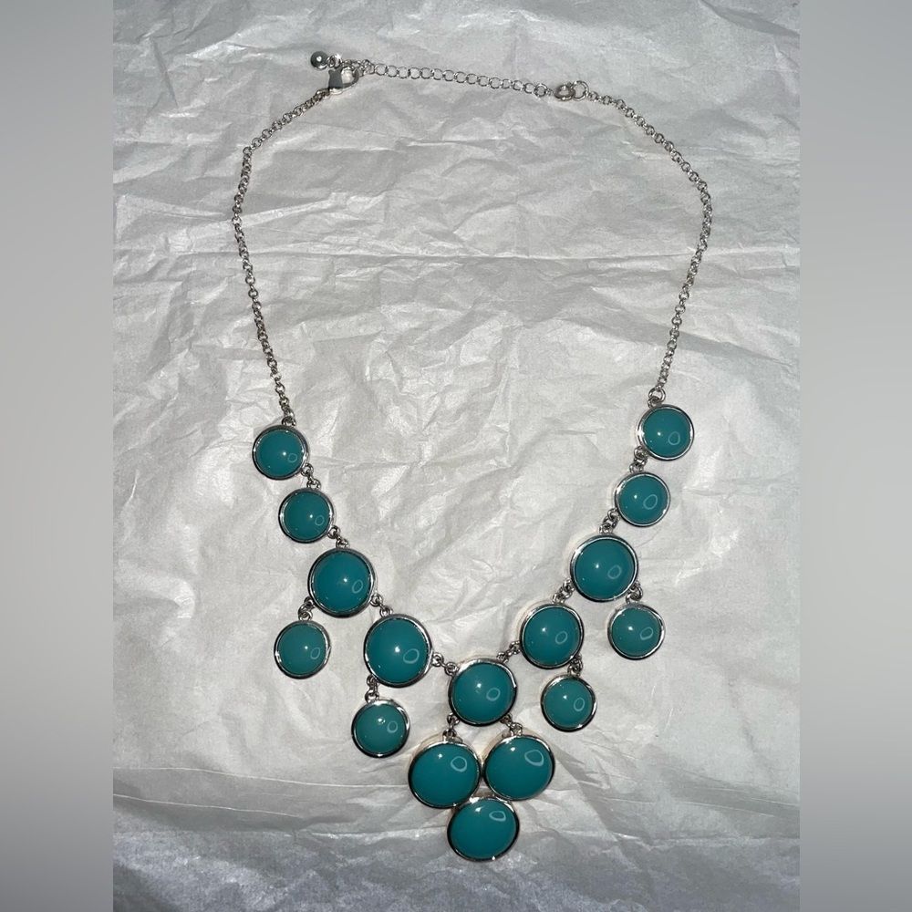 Other Turquoise & Silver Fashion Statement Necklace Size ONE SIZE - 1 Thumbnail