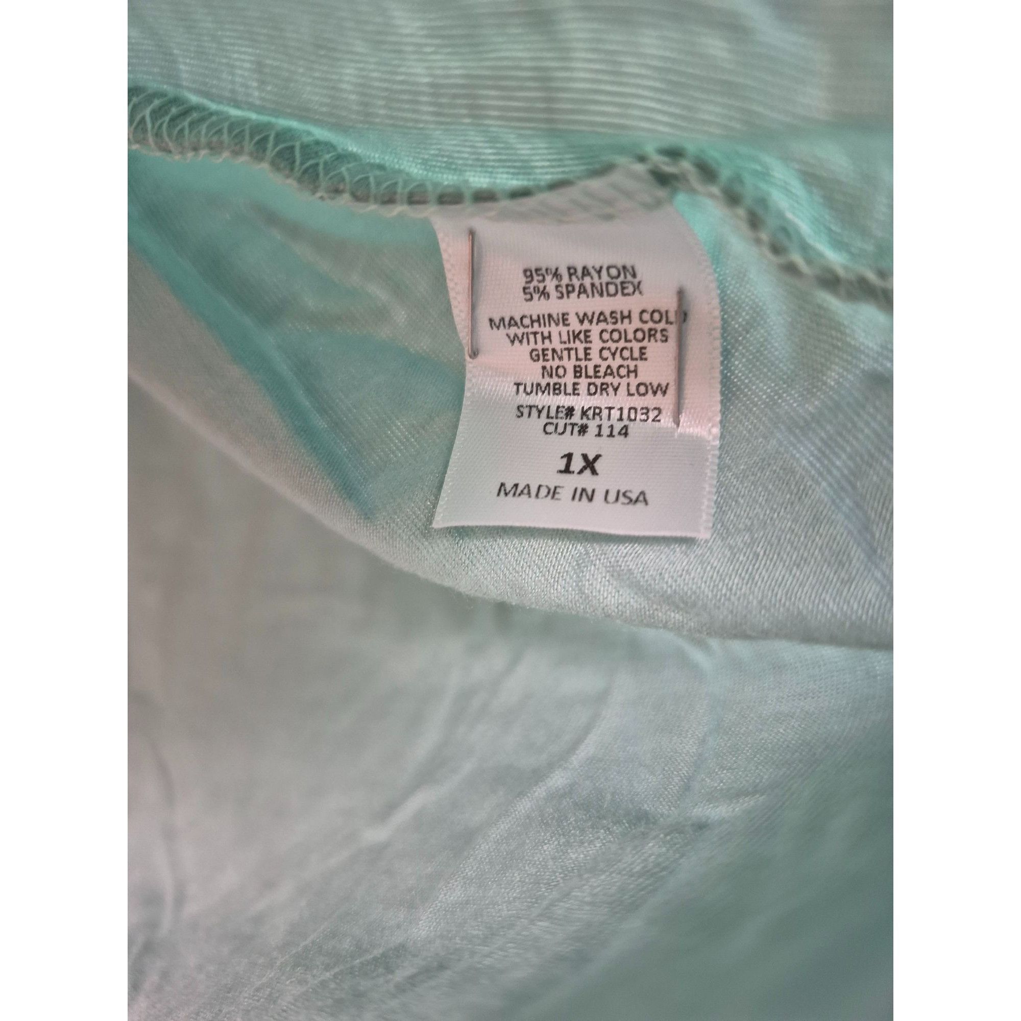 Other 3/4 Sleeve Ruffle Tunic Top Green Women's Shirt 1X Size XL / US 12-14 / IT 48-50 - 4 Thumbnail