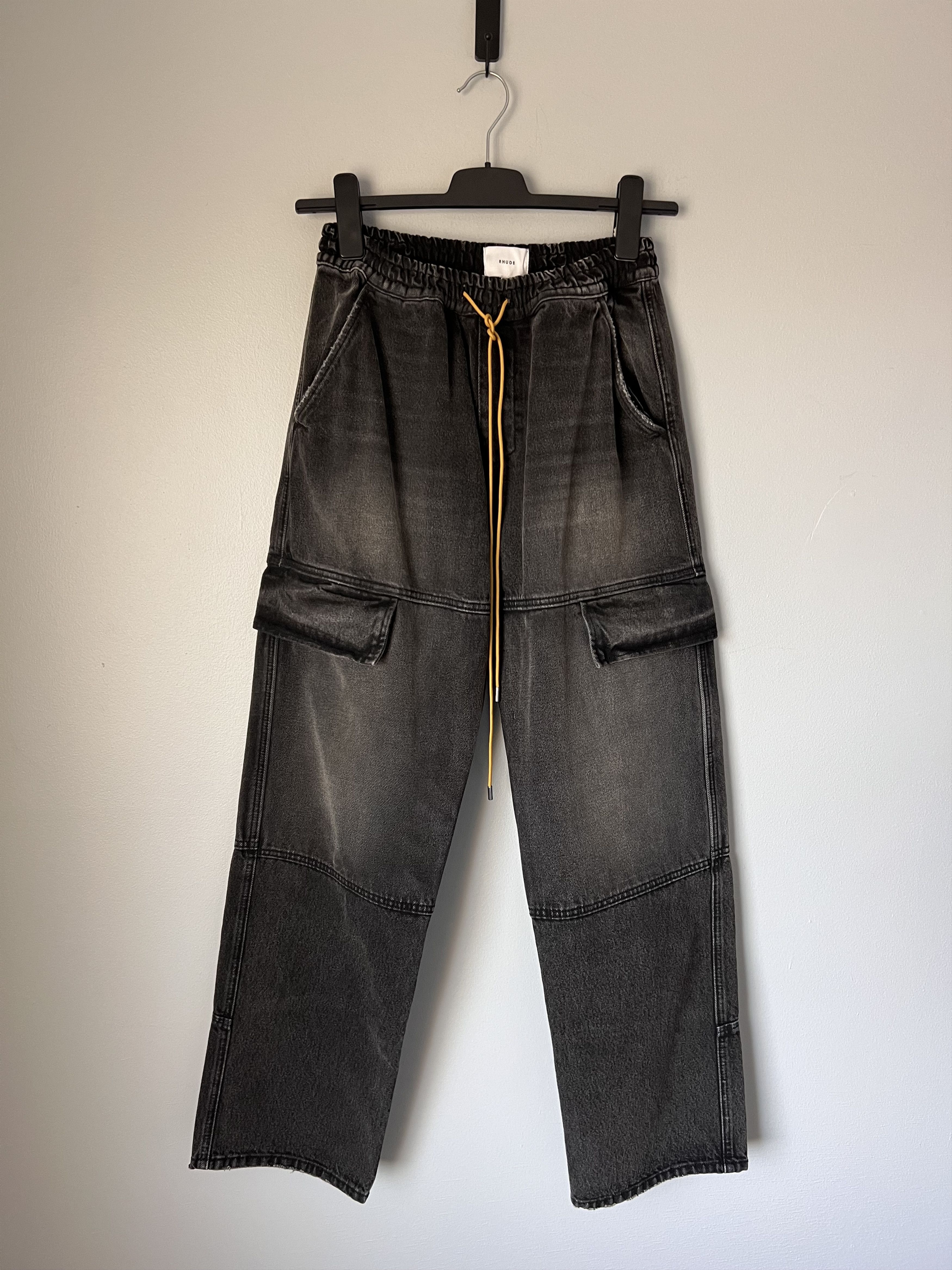 Rhude Plateau Denim Cargo Pants in Black