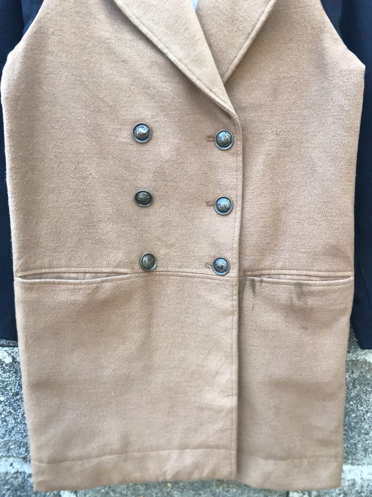 Japanese Brand Long Coat Double Breasted Two Tone Colour Size M / US 6-8 / IT 42-44 - 3 Thumbnail