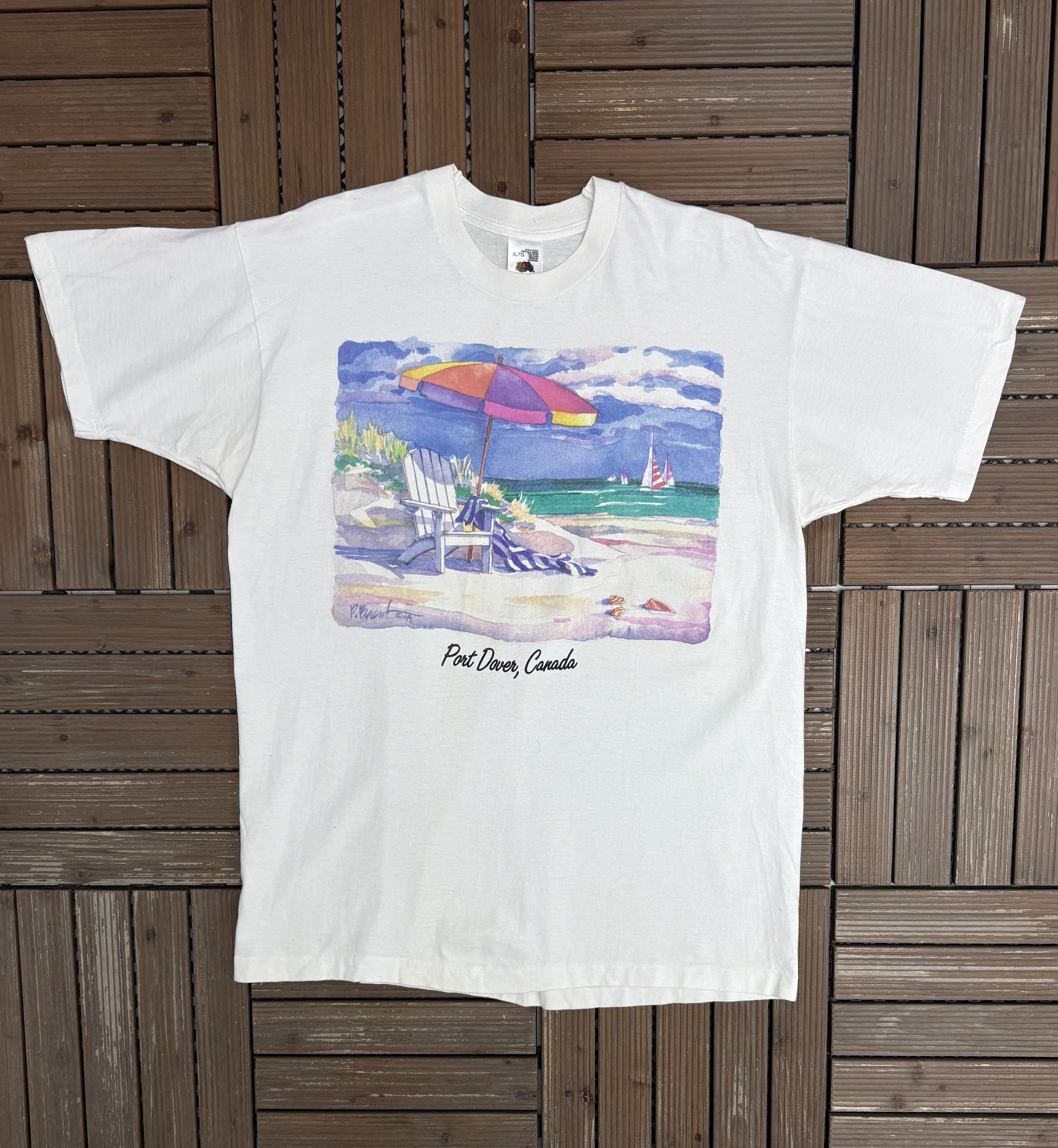 Vintage Port Dover, Canada Vintage White T-Shirt Tee Size US XL / EU 56 / 4 - 1 Thumbnail