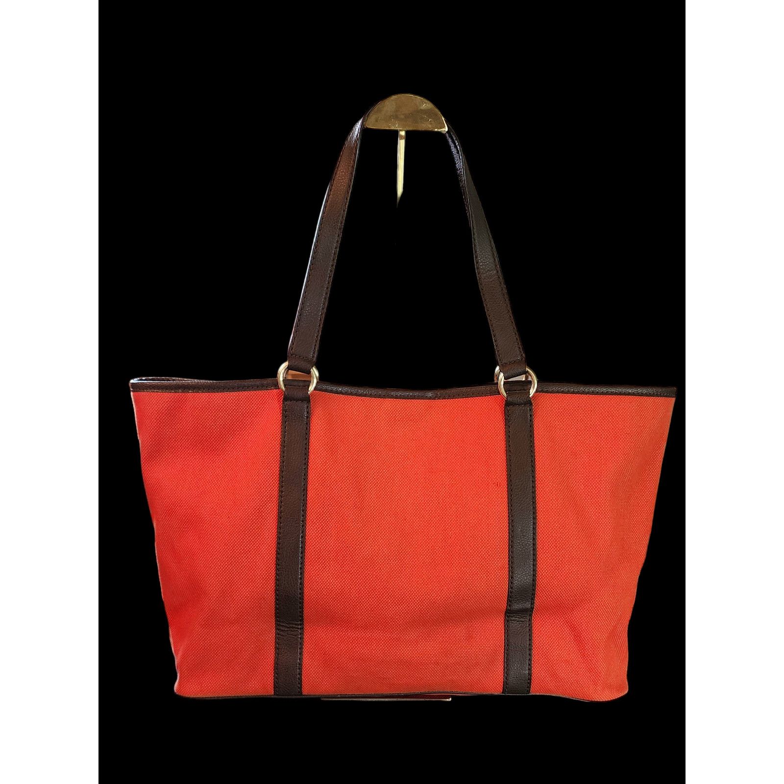 Michael Kors Michael Kors canvas and brown leather XL tote orange. Size ONE SIZE - 1 Thumbnail