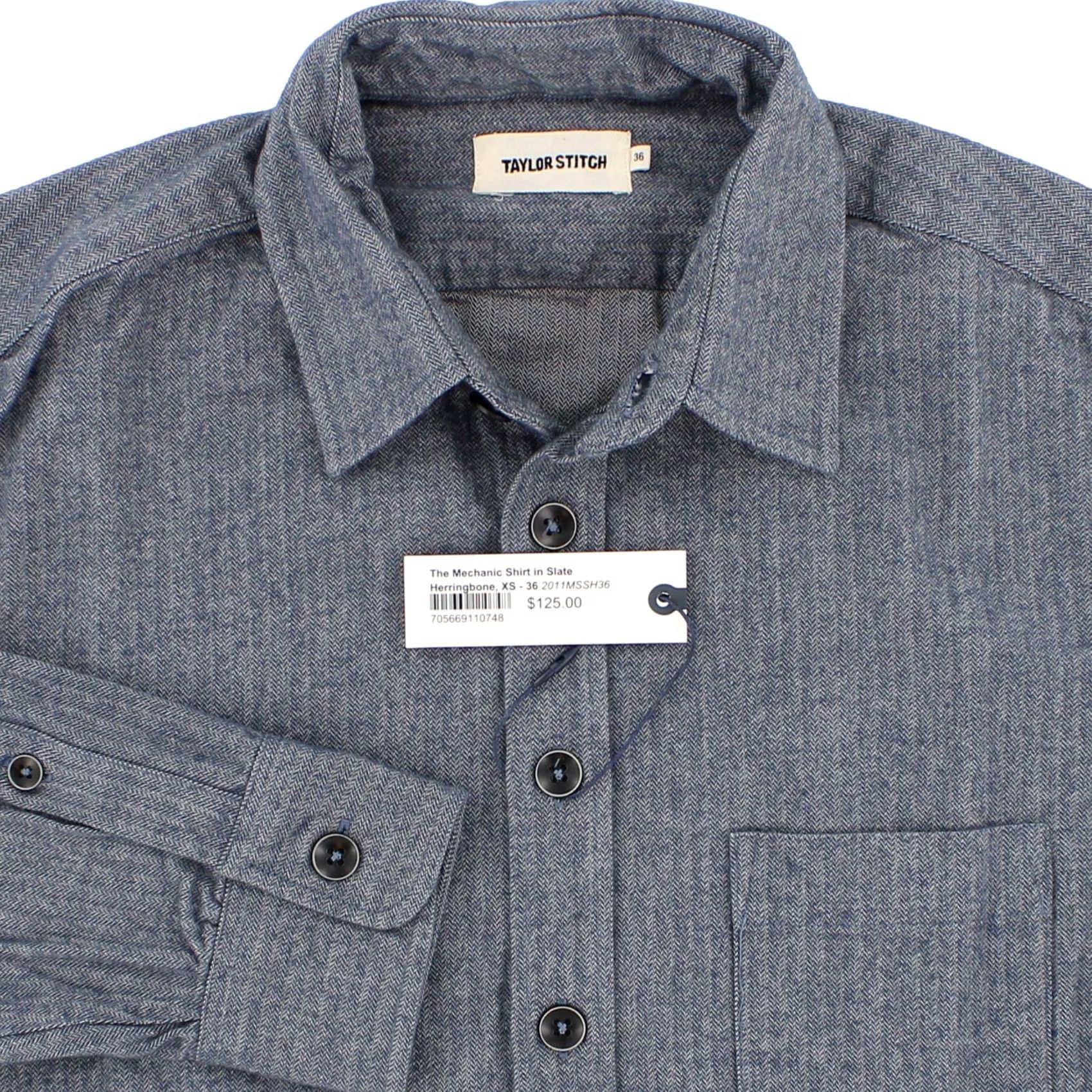 Taylor Stitch Taylor Stitch The Mechanic Shirt XS Button-Up Slate Herringbone 100% Cotton Blue Long Sleeve Casual Mens Size US XS / EU 42 / 0 - 3 Thumbnail