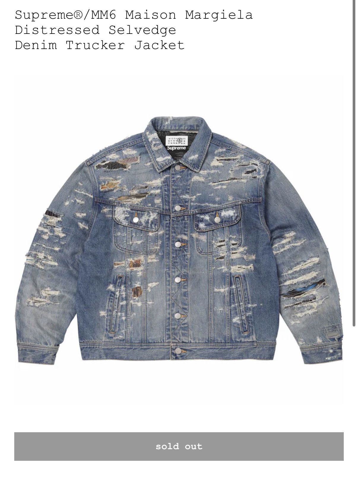 Maison Margiela × Supreme Supreme x MM6 Maison Margiela Denim Trucker Jacket SOLD OUT Size US M / EU 48-50 / 2 - 4 Thumbnail