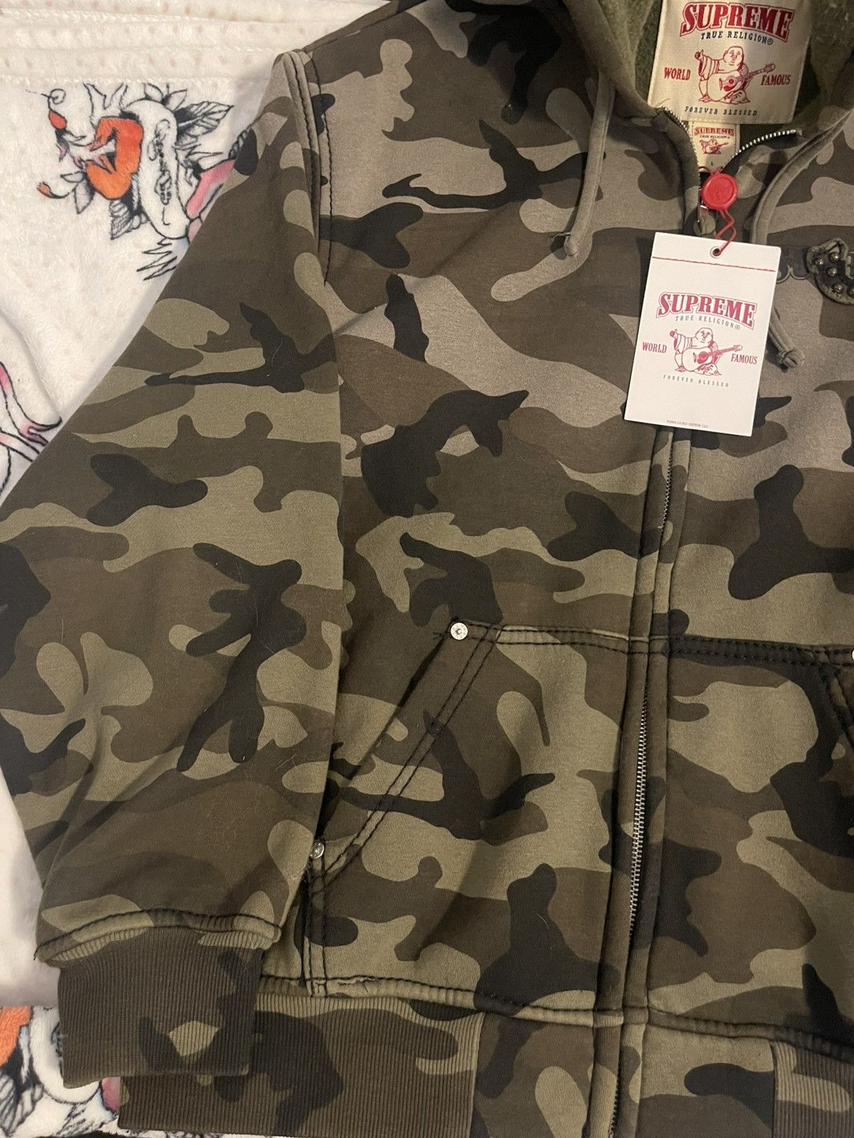 Supreme × True Religion Supreme x True Religion Camo Zip Up Sweatshirt Size US L / EU 52-54 / 3 - 9 Thumbnail