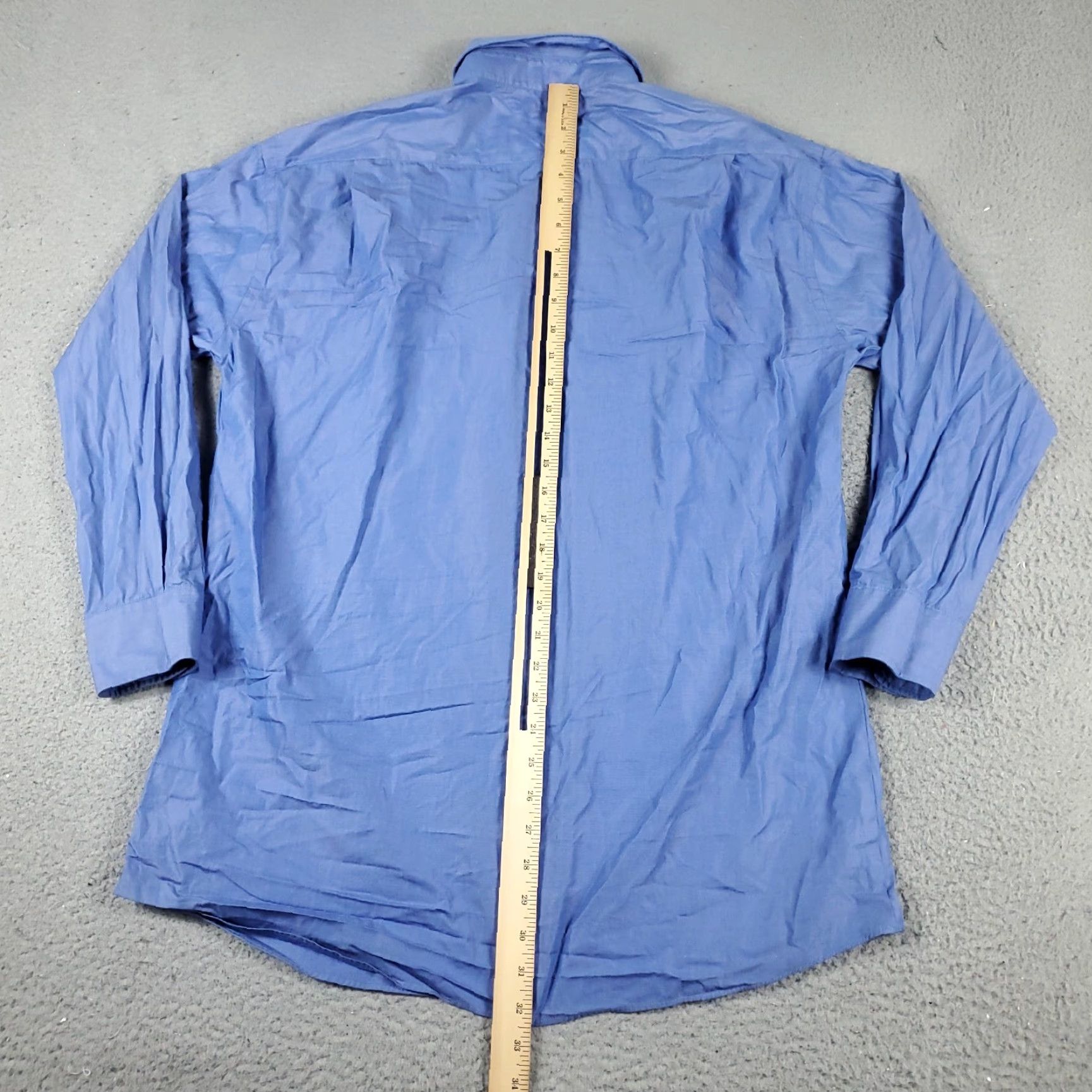 Tommy Hilfiger Tommy Hilfiger Shirt Mens 17 Blue Long Sleeve Button Up 100% Cotton Regular Fit Collared Solid Size 46R - 5 Thumbnail