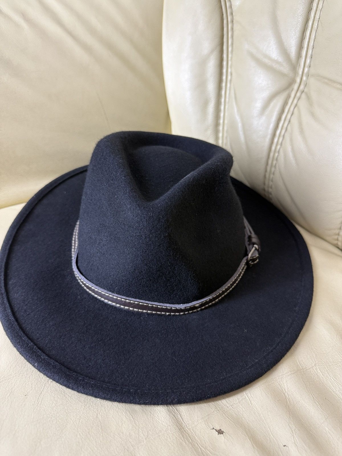 Vintage Vintage Y2K Atrium Black Wool Hat Waterproof leather strap Size ONE SIZE - 4 Thumbnail