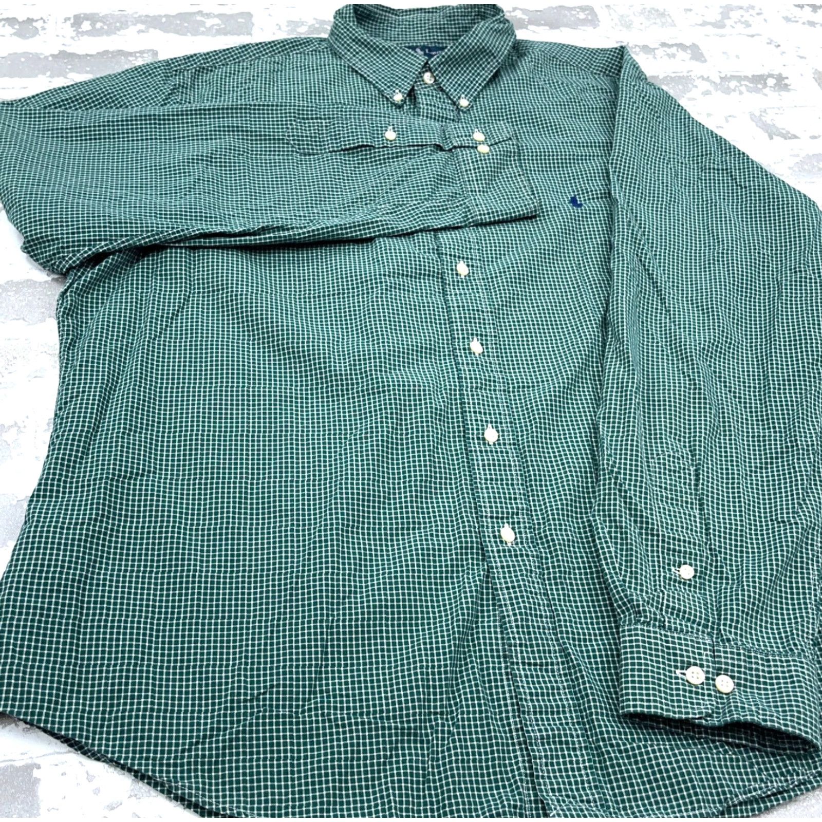 Ralph Lauren Ralph Lauren Shirt Men 18 36 Green Check Button Up Custom Fit Dress Poplin Grid Size 48R - 4 Thumbnail