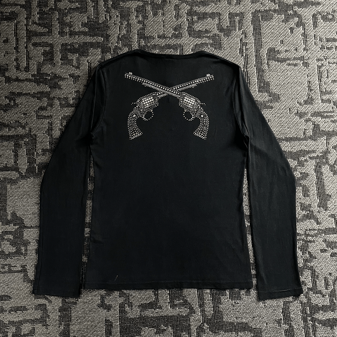 Roar Guns Swarovski Cross Gun Long Sleeve Black