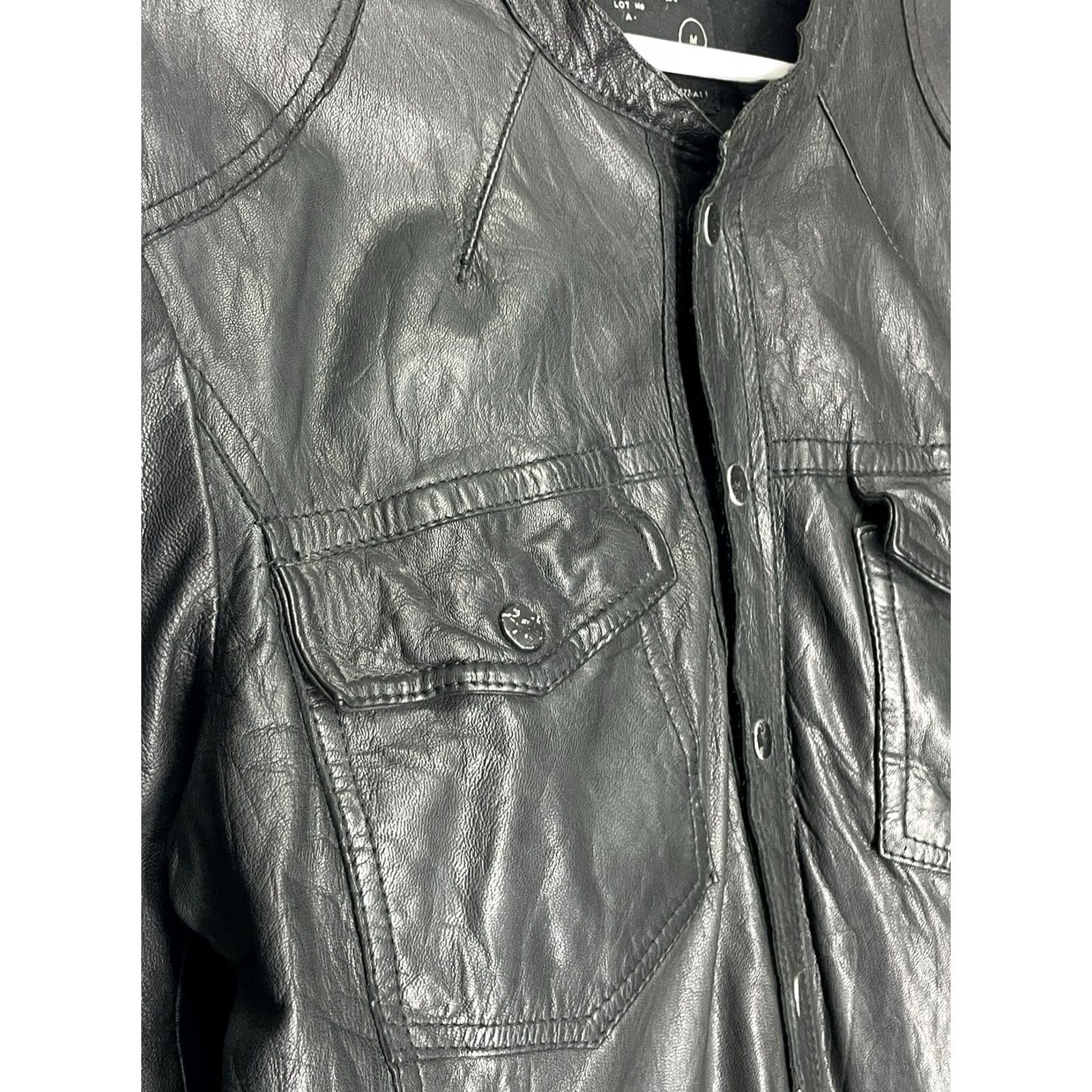 Allsaints AllSaints Jacket Mens Bomber Leather Size M Black Size US M / EU 48-50 / 2 - 4 Thumbnail