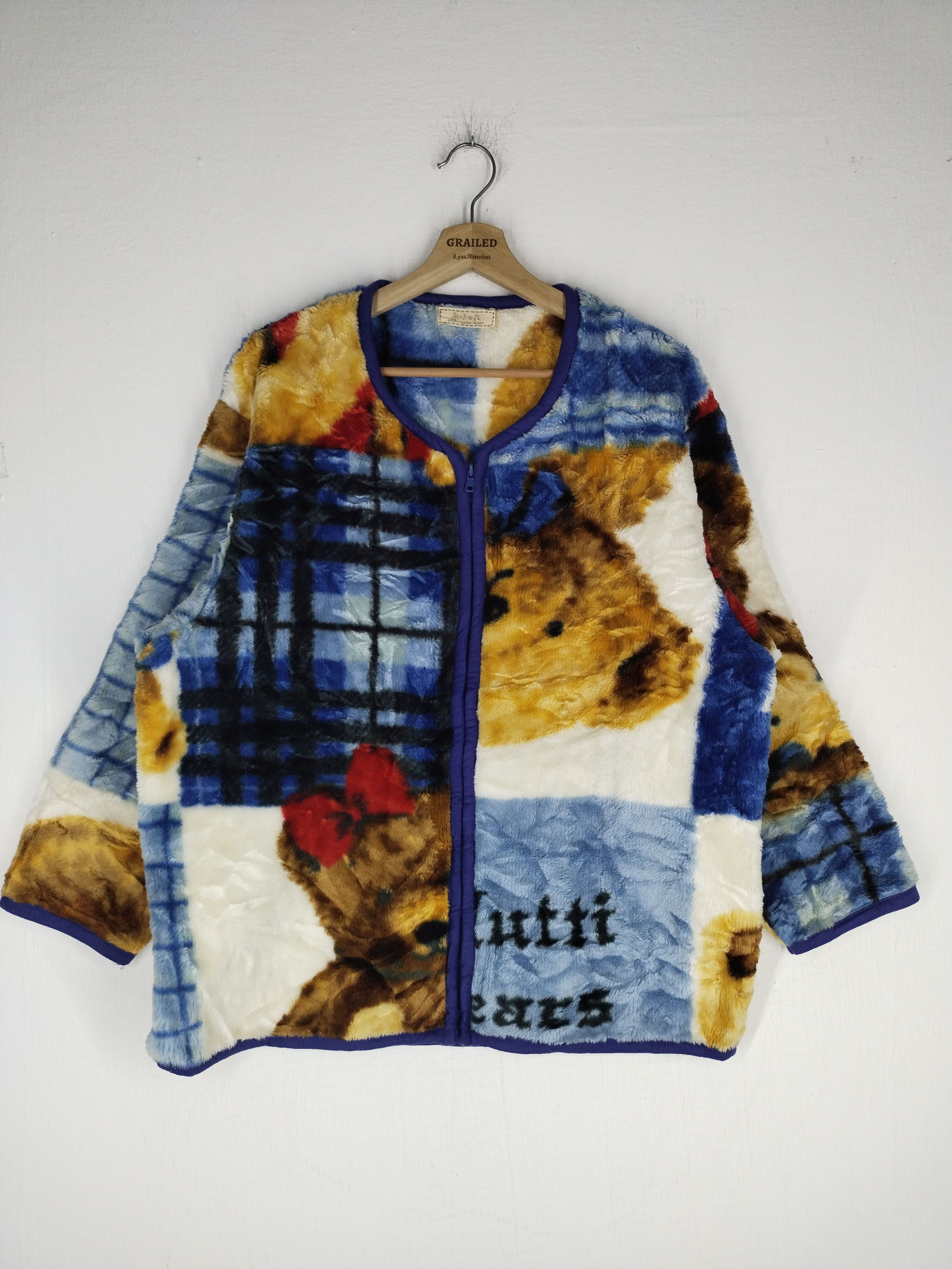 If Six Was Nine × Japanese Brand × Vintage Vintage Over Print Bears Wool Zipper Jacket Size US L / EU 52-54 / 3 - 1 Thumbnail