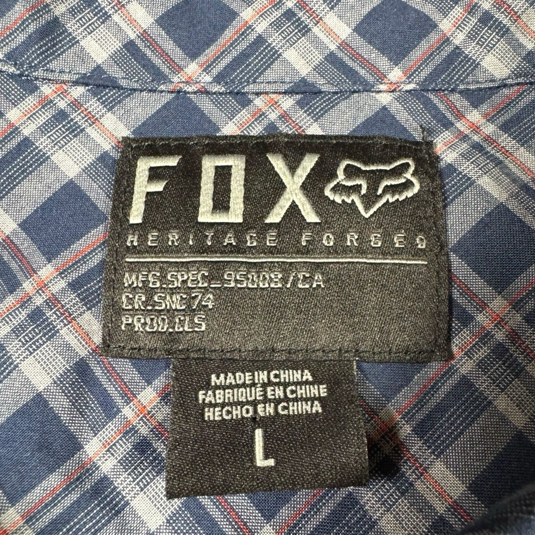 Fox Racing Fox Heritage Fox Racing Shirt Mens Large Plaid Button Up Long Sleeve Skater Utility Premium Casual Clothing Mens Size US L / EU 52-54 / 3 - 4 Thumbnail