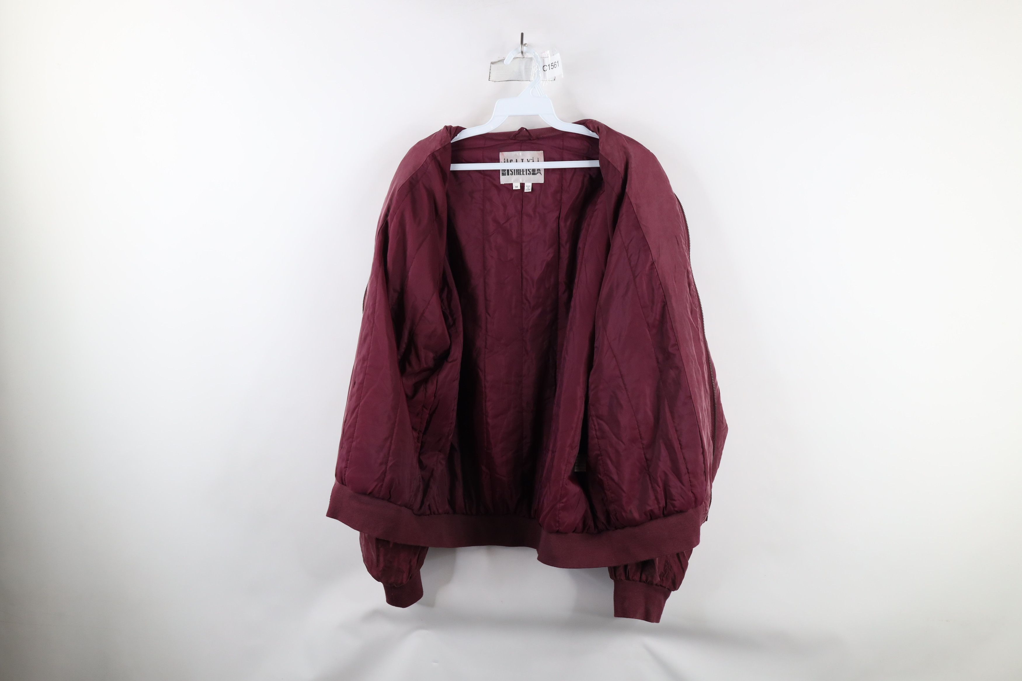 Vintage Vintage 90s Streetwear Quilted Silk Bomber Jacket Maroon Size US M / EU 48-50 / 2 - 8 Thumbnail