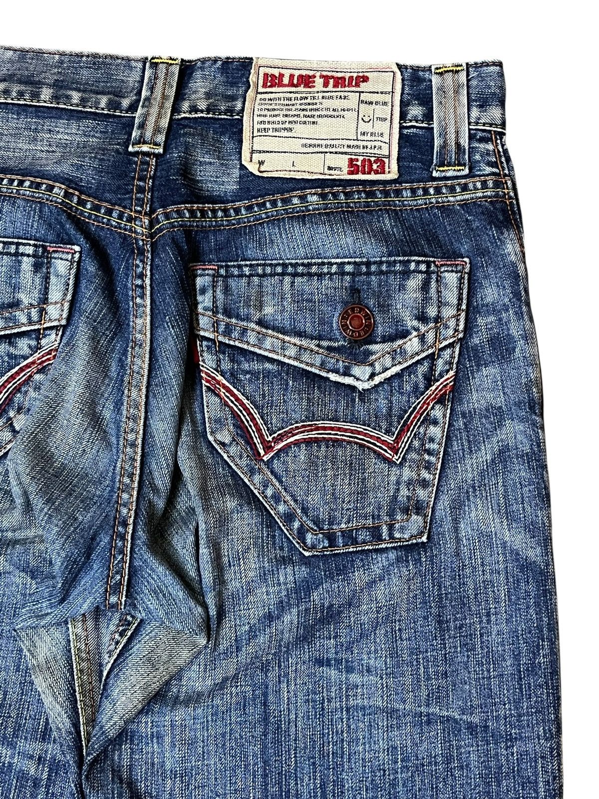Edwin Vintage y2k EDWIN 503 BLUE TRIP straight cut whiskers jeans Size US 31 - 8 Thumbnail