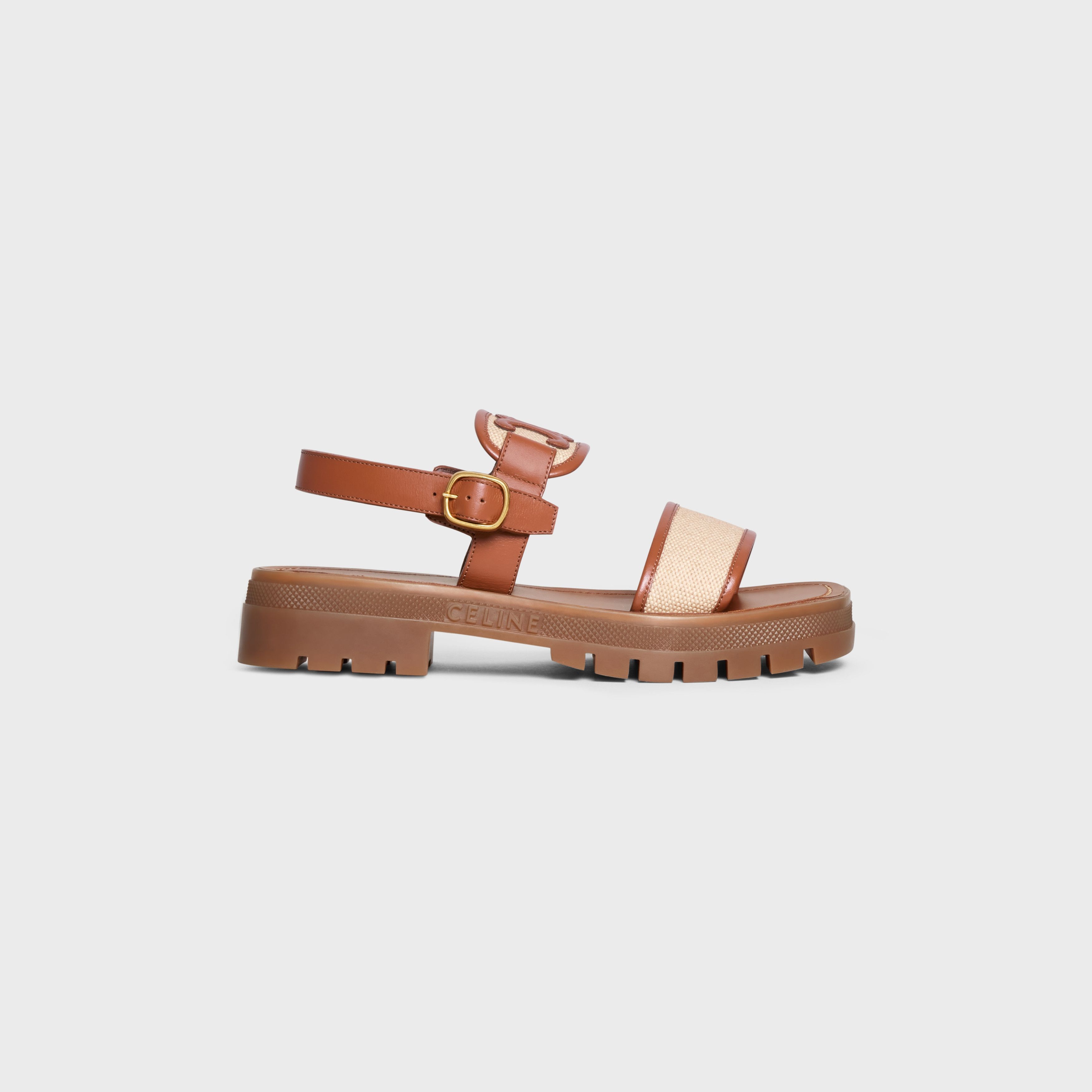 Celine clear triomphe sandal in calfskin - vegetal tanning & canvas Size US 8 / IT 38 - 1 Thumbnail