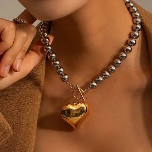 Handmade Miyahara x Reia Round Bead Chain Chunky Heart Pendant Size ONE SIZE - 1 Thumbnail