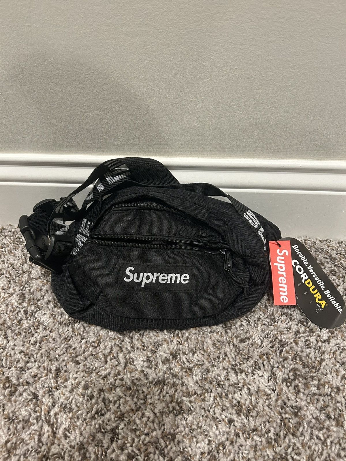 Supreme Cordura Crossbody Waist Bag Ss18 in Black, Men's