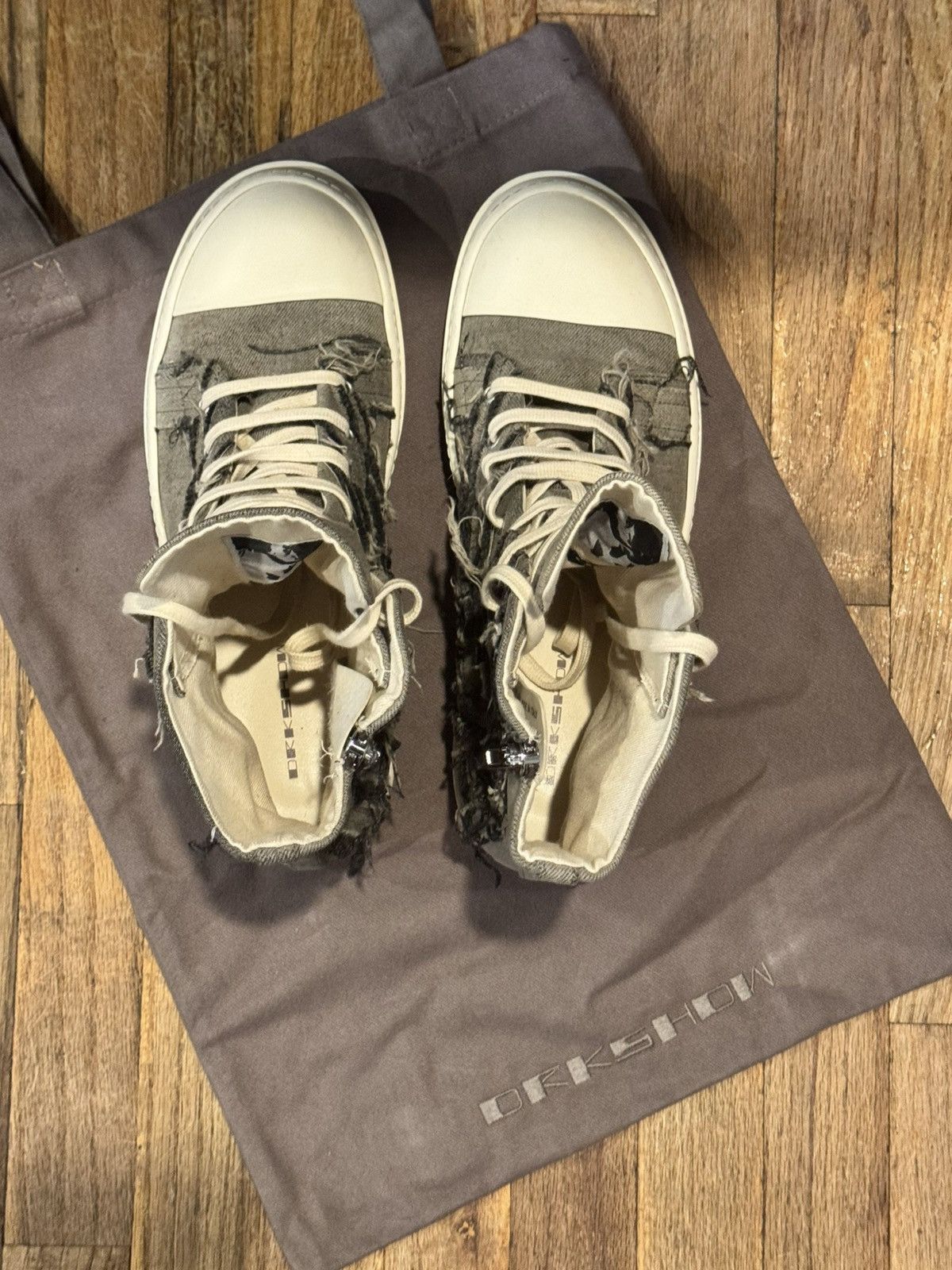 Rick Owens DRKSHDW Slashed Sneaks 箱付き Rick Owens DRKSHDW Gray Slashed Sneakers Rick Owens Drkshdw