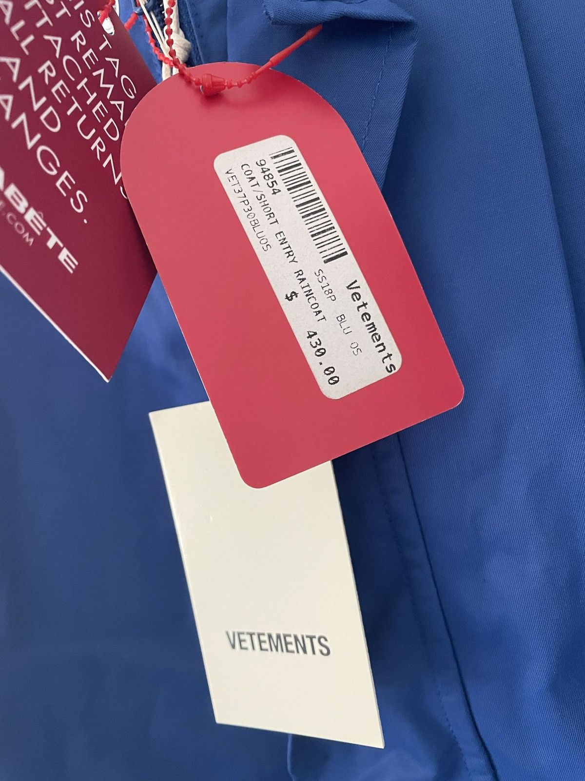 Vetements Vetements Blue Rain Coat Jacket NWT Size US XL / EU 56 / 4 - 3 Thumbnail