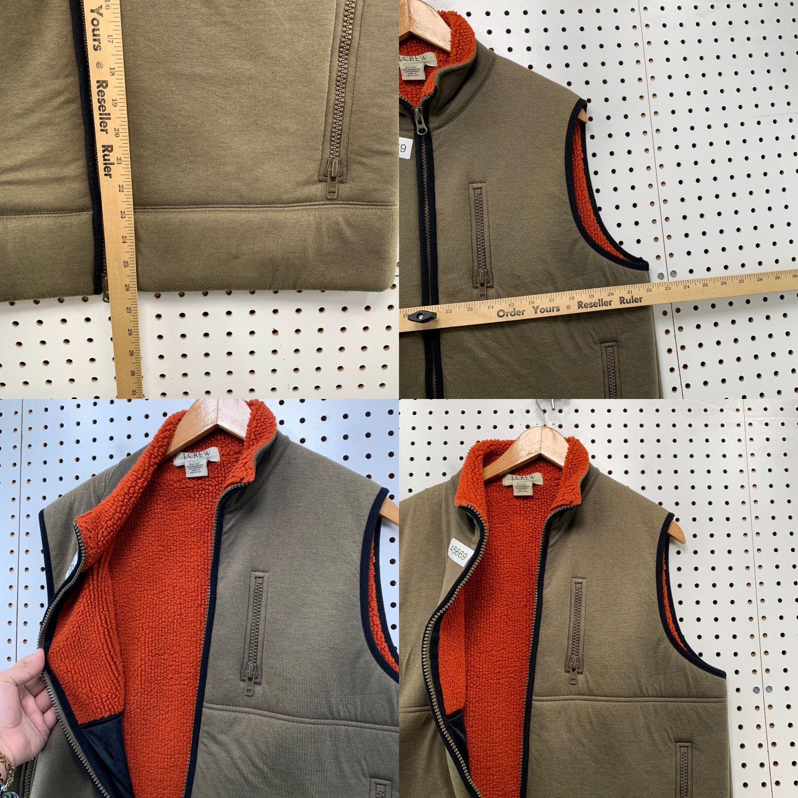 J.Crew J.CREW Vest Mens XL Olive Green Orange Sherpa Lined Jacket Size US XL / EU 56 / 4 - 8 Thumbnail
