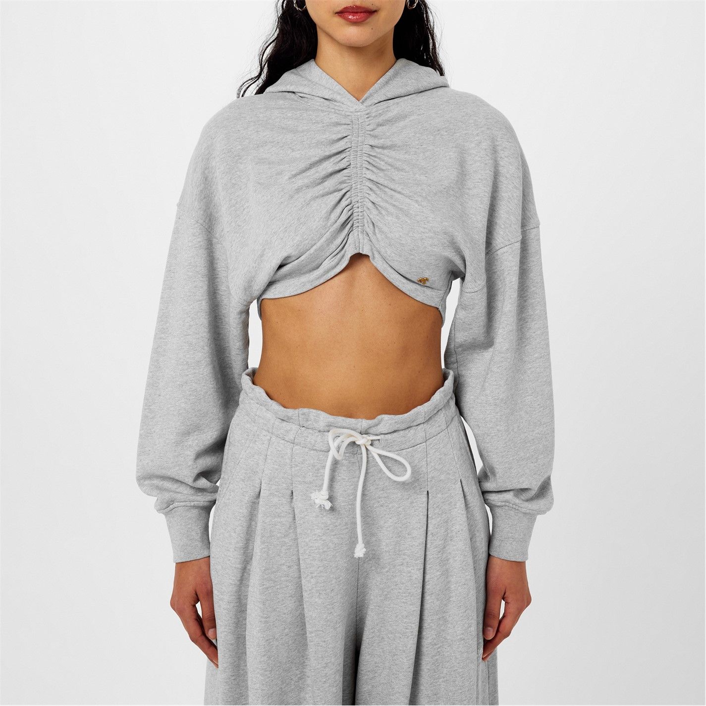 Palm Angels o1g2r1mq0325 Rouched Cropped Hoodie in Grey Size M / US 6-8 / IT 42-44 - 3 Thumbnail