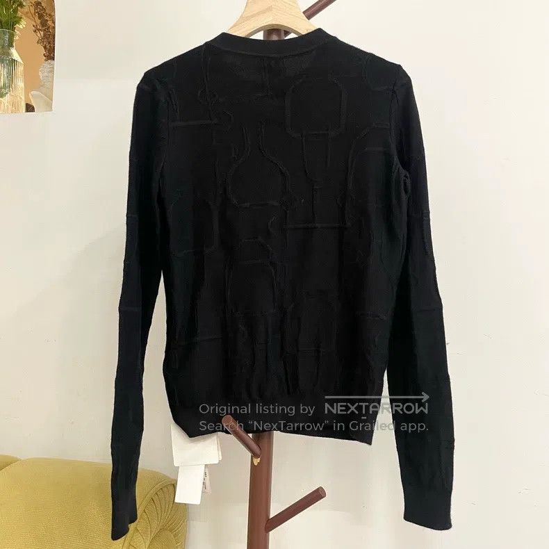 Hermes Hermes Black leather-effect cashmere jacquard cardigan Size XXS / US 00 / IT 34 - 2 Thumbnail