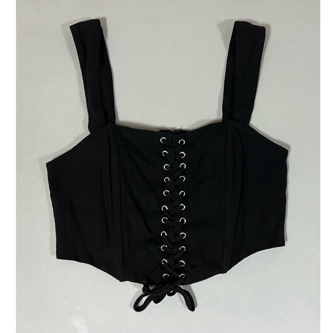 Kendall And Kylie Kendall + Kylie Black Tie-Up Corset Crop Top Shirt Size S 🖤 Size S / US 4 / IT 40 - 1 Thumbnail