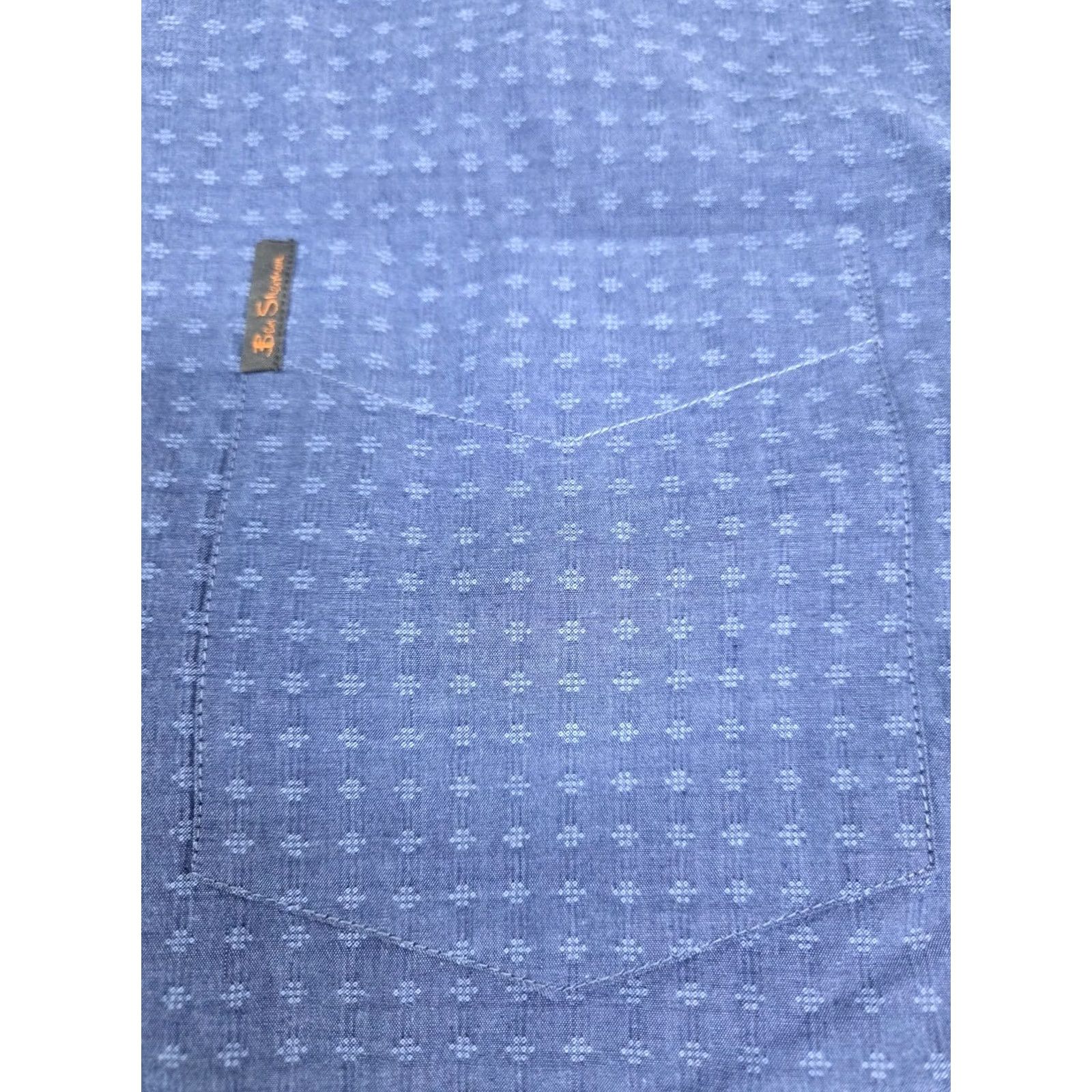 Ben Sherman Ben Sherman Mens Short Sleeve Button-Up Shirt Blue XL Button-Down Pocket Pleated Regular Size X L Size US XL / EU 56 / 4 - 5 Thumbnail