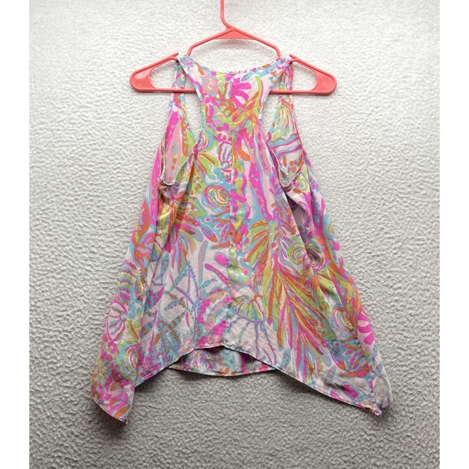 Lilly Pulitzer Lilly Pulitzer Tank Top Women's Size S Silk Pink Fish Racerback Preppy Size S / US 4 / IT 40 - 4 Thumbnail