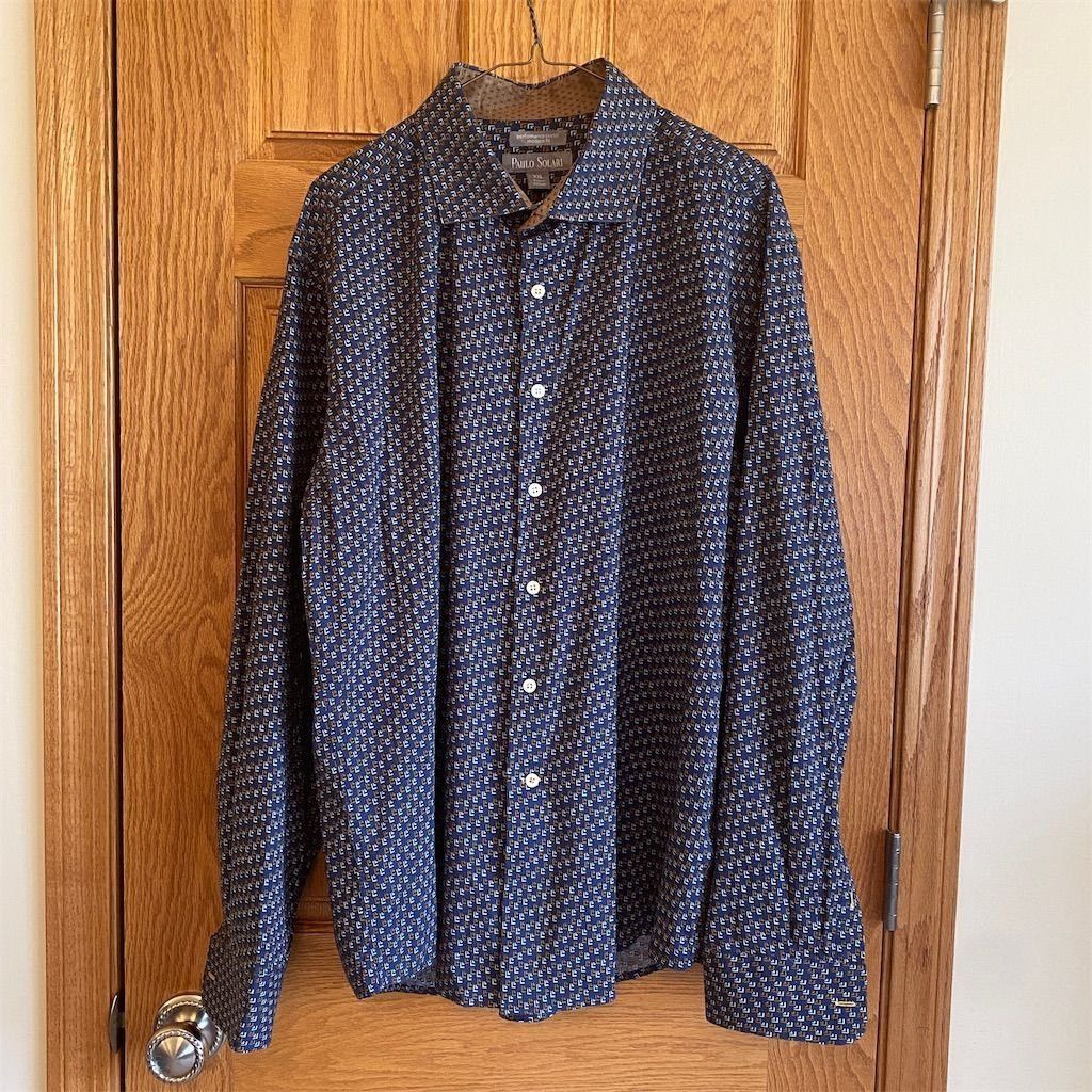 Other Paulo Solari Men's 2XL Blue Geometric Long Sleeve Button Do Size US XXL / EU 58 / 5 - 5 Thumbnail