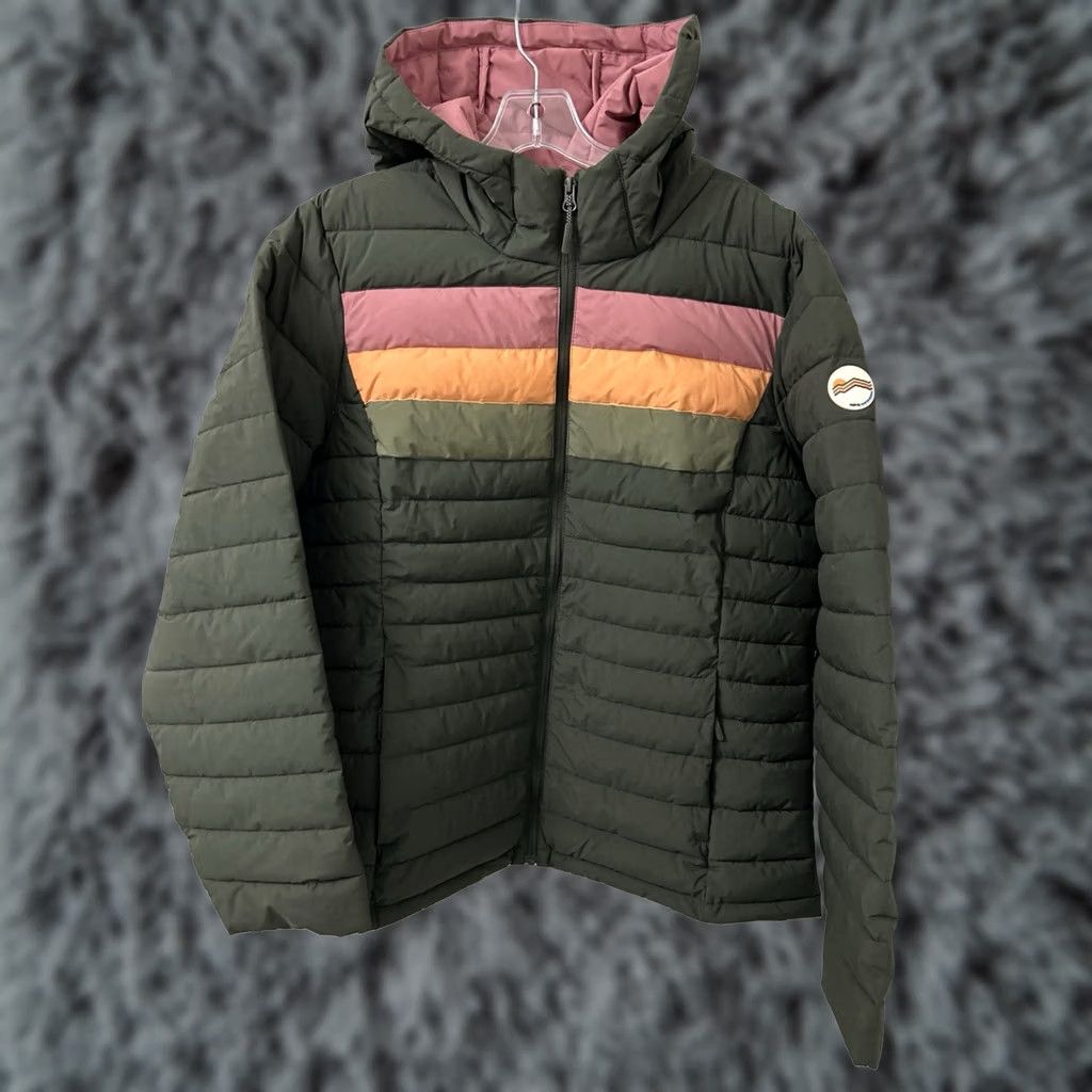 Vintage HFX Outdoors Puffer Jacket Womens XL Green Retro Stripe Hooded Water Resistant Size XL / US 12-14 / IT 48-50 - 1 Thumbnail