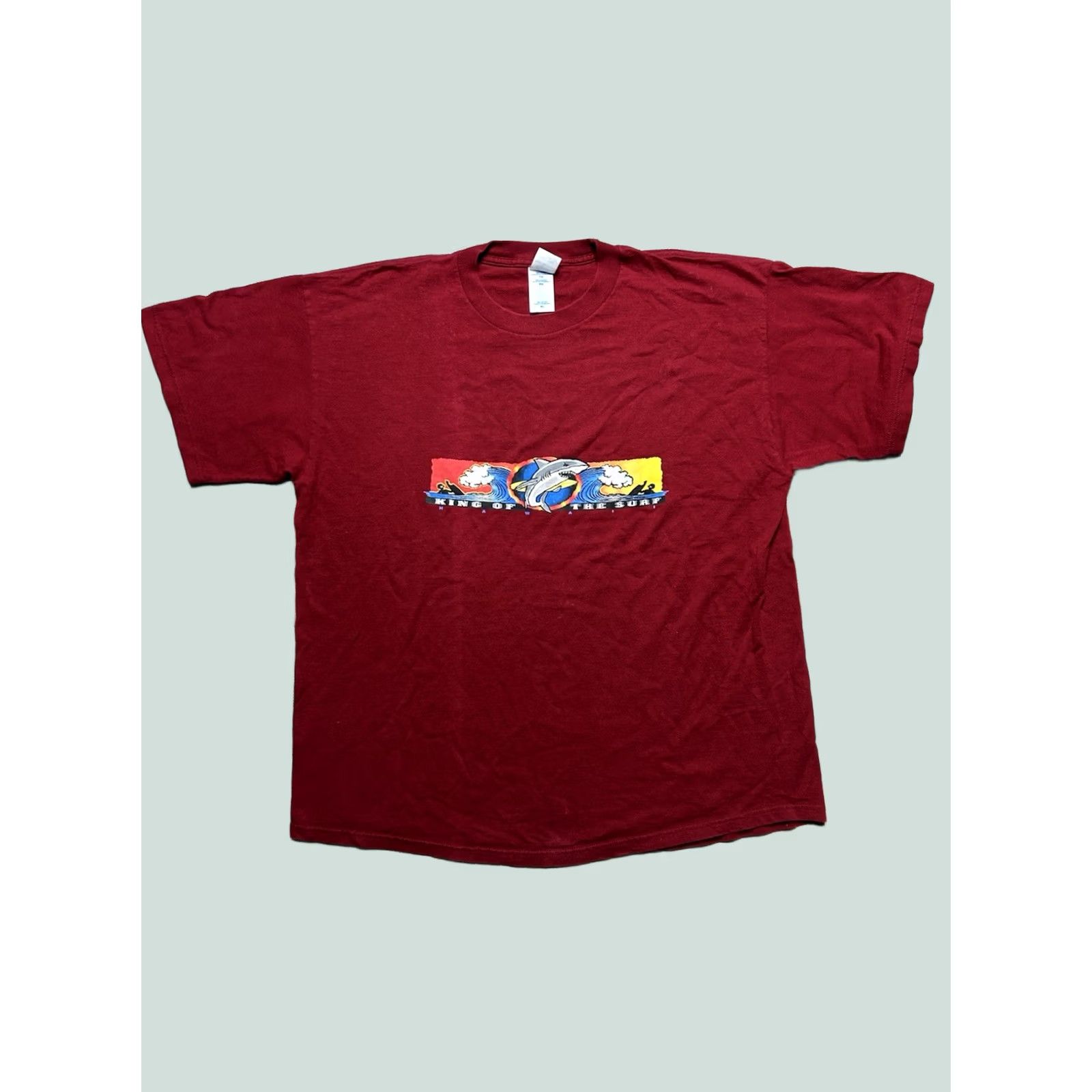 Fruit Of The Loom VINTAGE Fruit of the Loom T-Shirt King of the Surf Ocean Shark Beach Hawaii Y2K Red Cotton XL Mens T-Shirt Beach 90s Size US XL / EU 56 / 4 - 1 Thumbnail